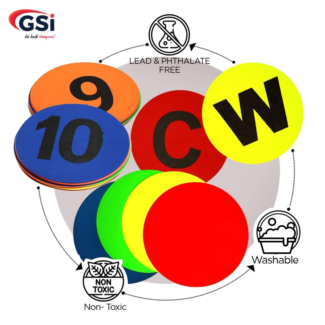 GSI - Evidenziatore combinato a 12 punti, numerato, alfabeto