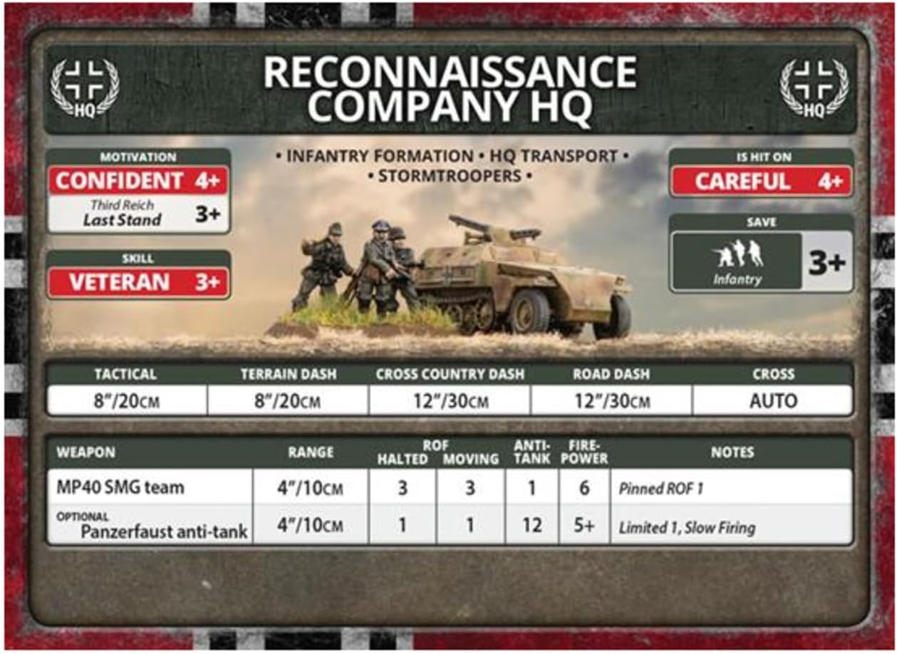 Flames of War: Late War: German: Reconnaissance HQ Platoon (GBX150)