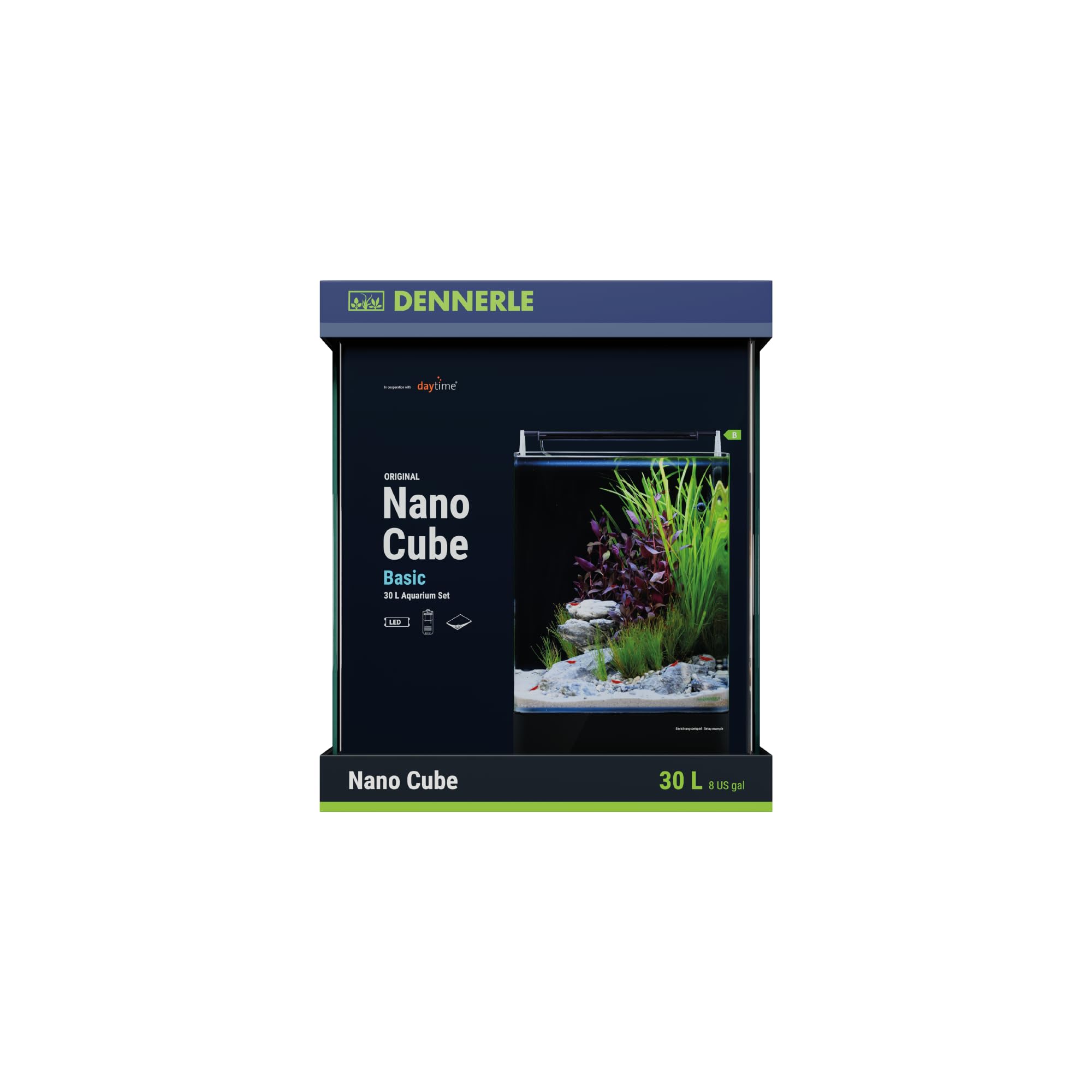 Dennerle Nano Cube Basic, 30 Liter - 30 x 30 x 35 cm - Mini-Aquarium Set mit abgerundeten Ecken