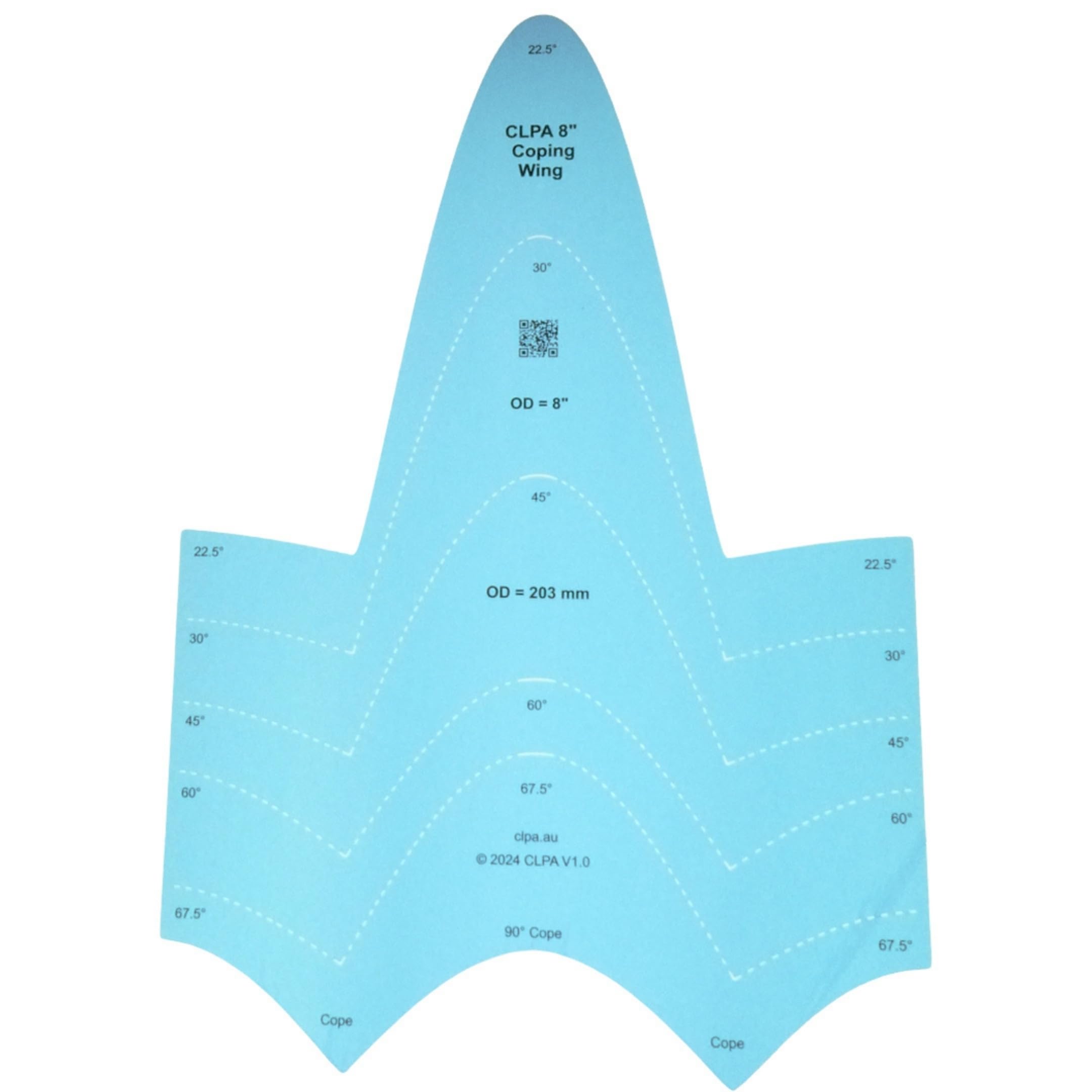 CLPA 8" Coping Wing Master: Ultimate Pipefitter and Welding Tool, Precision Pipe Saddle Template, Notcher & Cutting Guide, Ideal for Pipe Fitting - Marking & Coping Pipes from 22.5 to 90 Degrees