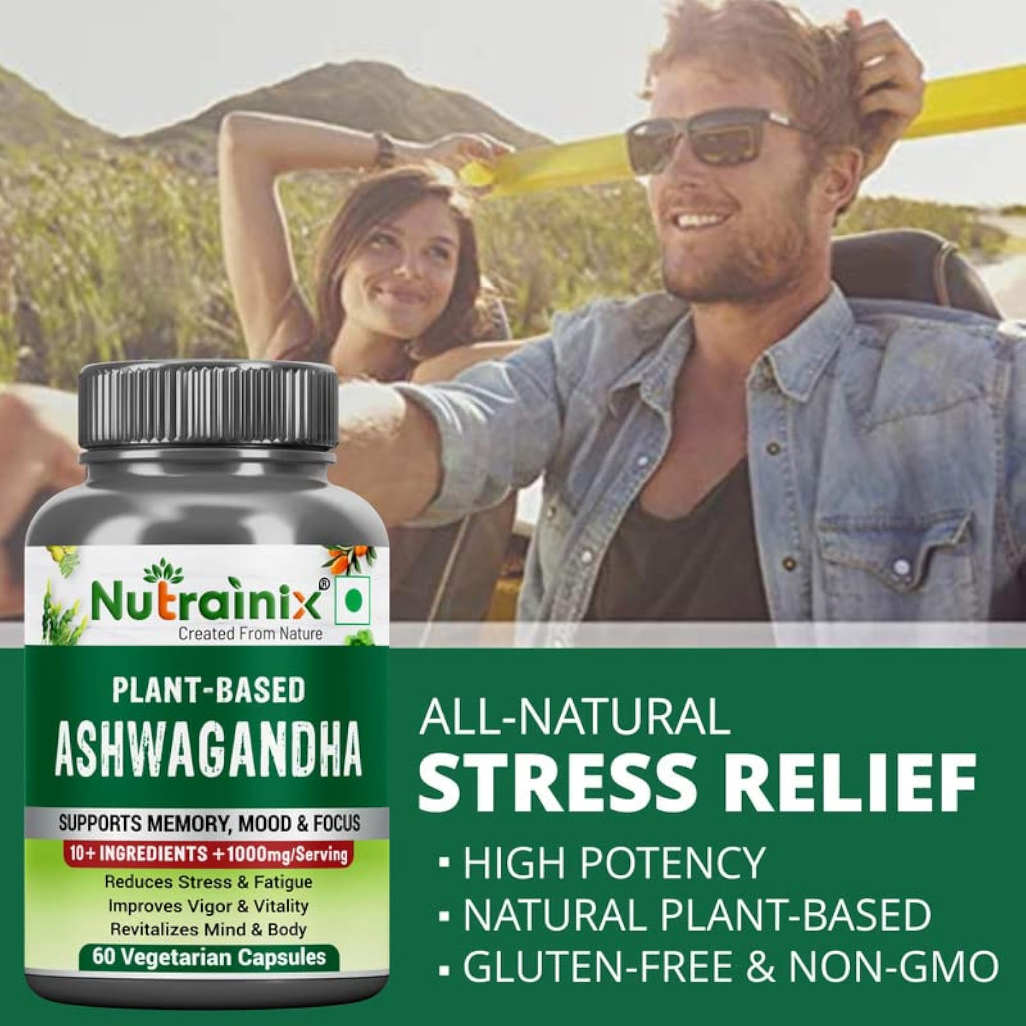Nutrainix Plant-Based Ashwagandha, Extra Strength Formula