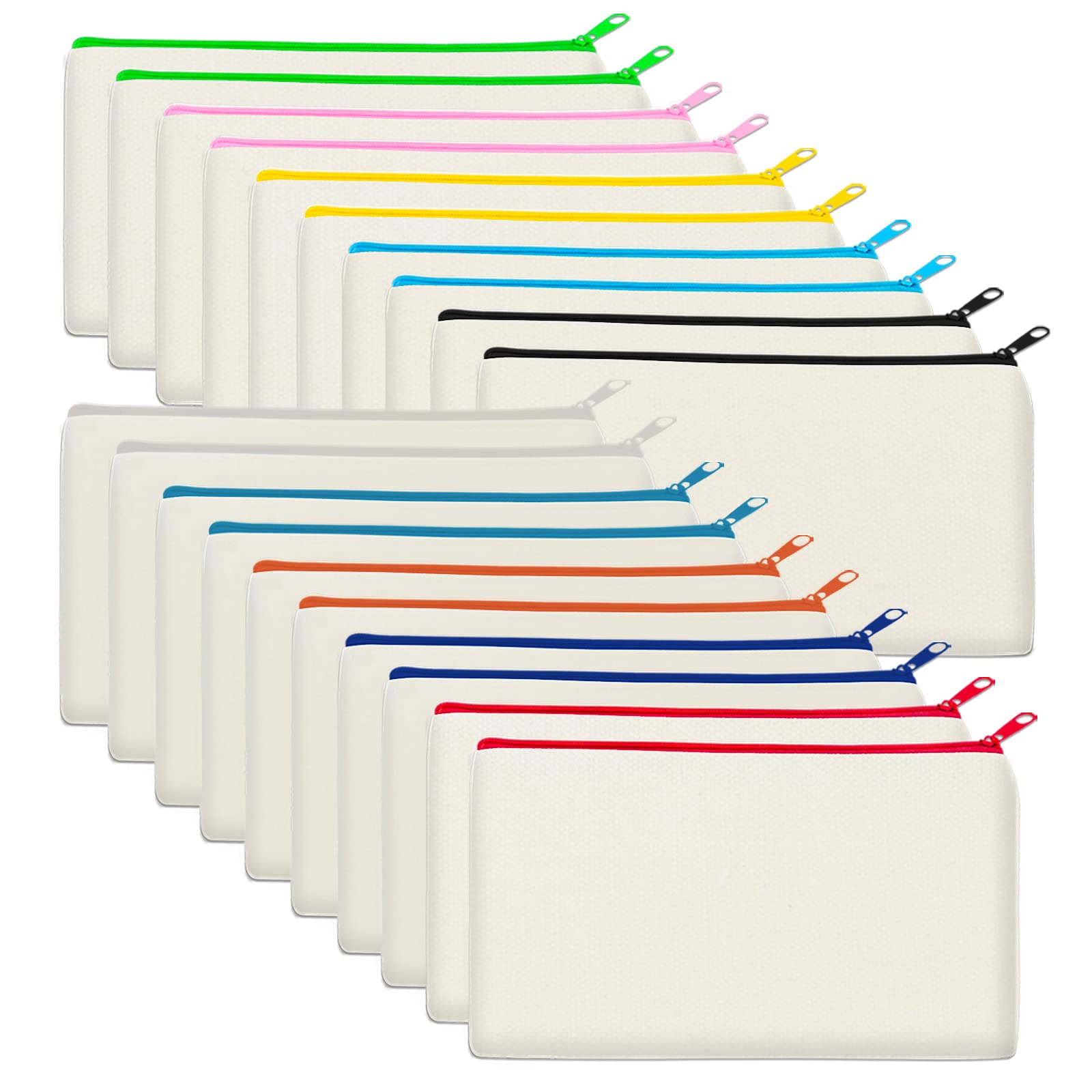 LegigoBlank DIY Craft Bag Canvas Pencil Case Blank Makeup Bags- Canvas Pencil Pouch Bulk Canvas Cosmetic Bag Multi-Purpose Travel Toiletry Bag Canvas Zipper Bags 8.3 × 5 Inch, Beige (color zipper),