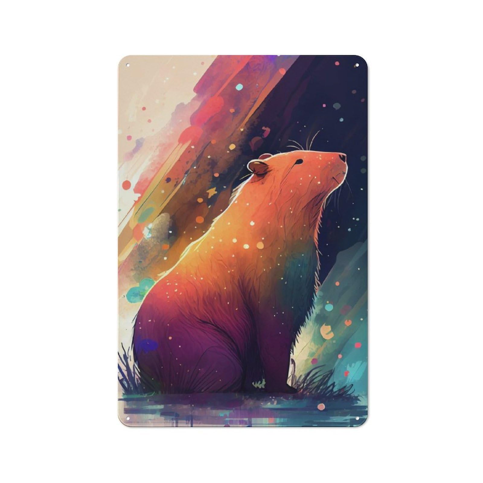 Junmoney Capybara Colorful Metal Wall Sign 30X20cm Featuring For Living Room Wall, A Decorative Gift For A Newly Furnished Living Room