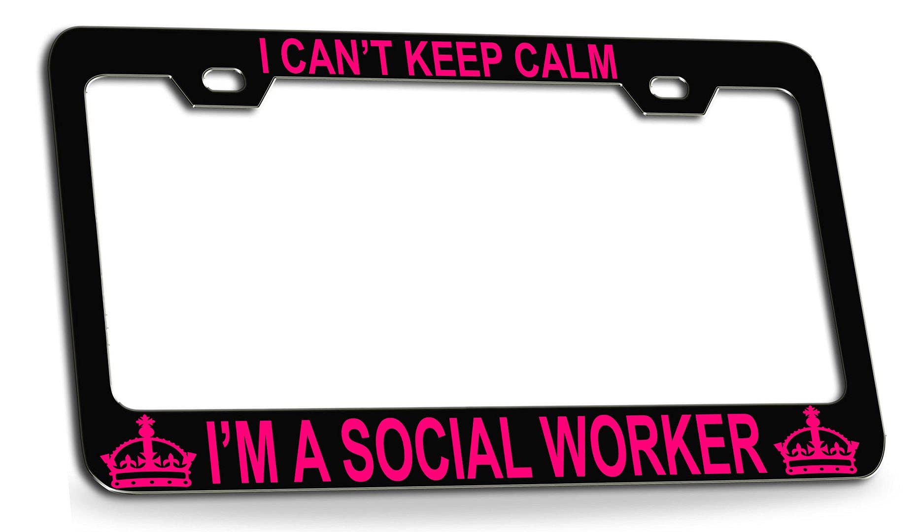 Custom Brother - I Can't Keep Calm I'm A Social Worker Black Steel License Plate Frame Tag Holder, X83