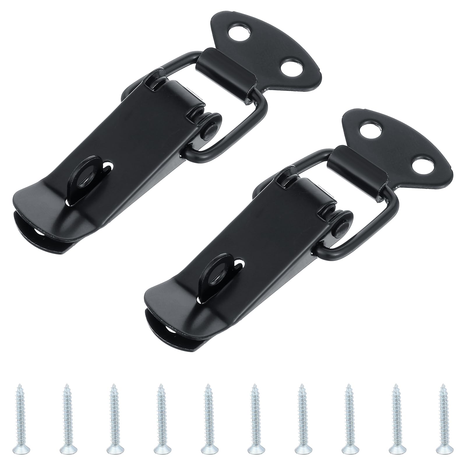 2 Pack Stainless Steel Spring Loaded Toggle Lock, 2.8" Length Buckle Latch Spring Toggle Latch Clasp Buckle Latch for Wooden Case Toolboxes, Black