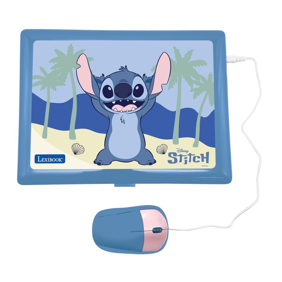 Lexibook, Disney Stitch Computer Educativo Bambino, JC601Di10 | Olandese/Francese, 164 attività, Matematica, giochi di logica, modalità musica, Grande schermo LCD