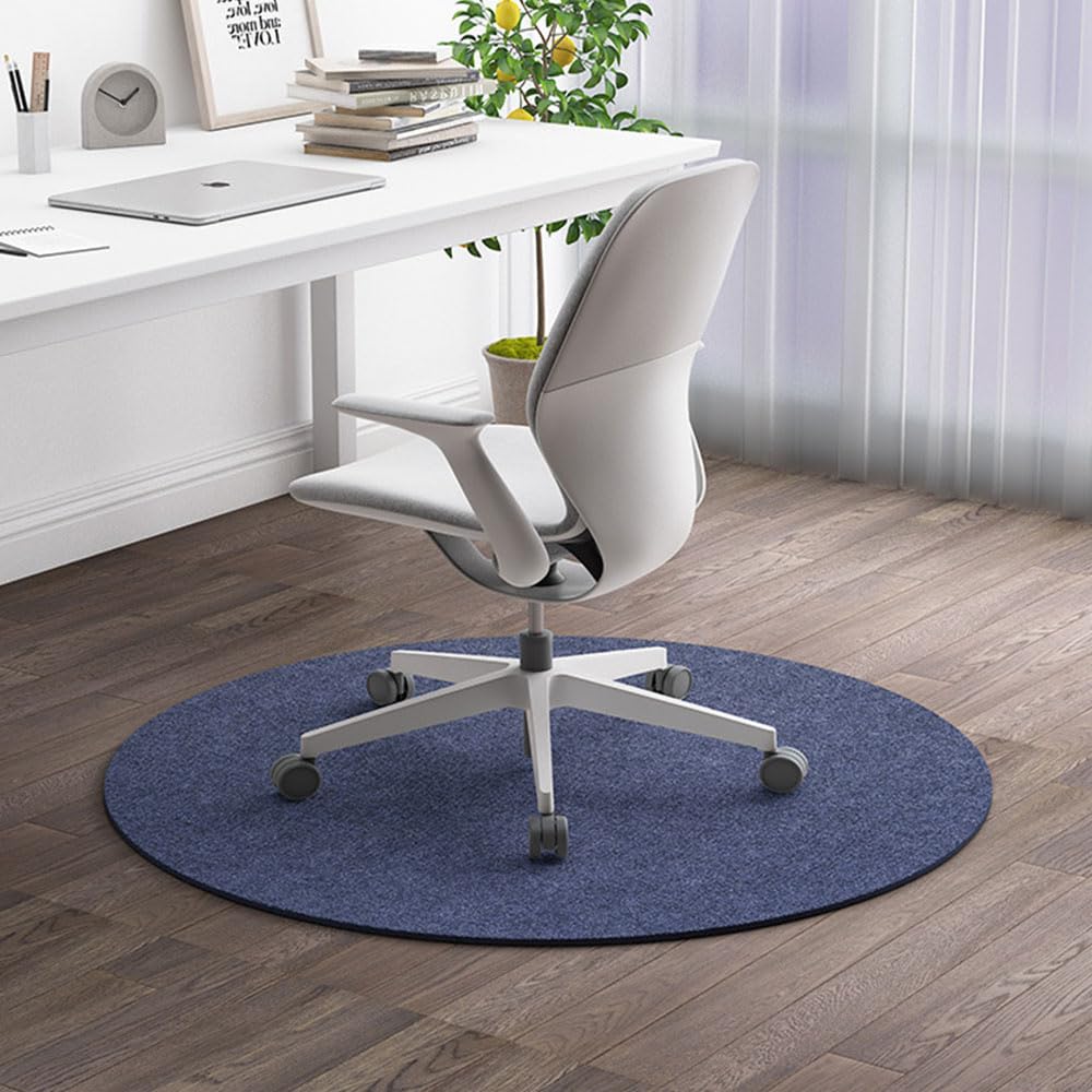 Odot Redondo Alfombra para Silla de Escritorio, Alfombra Protectora Suelo Silla Ruedas Antideslizante Gaming, Tapete de Protección de Oficina, para Parqué, Suelos Duros (Azul Marino,80cm)