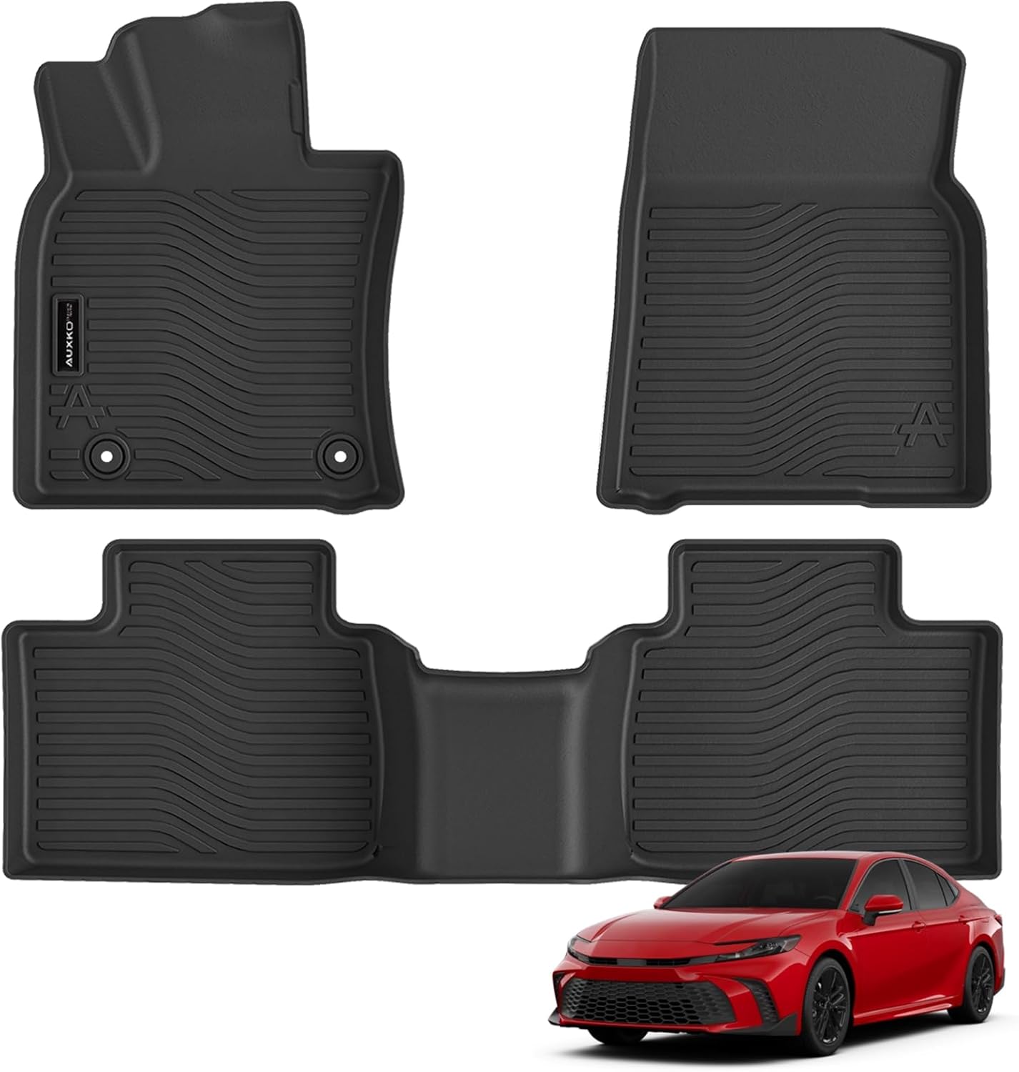 Auxko All Weather Floor Mats Fit for Toyota Camry 2025-2018 Include Hybrid LE/SE/XLE/XSE TPE Liners Camry Accessories All Season Guard Odorless Anti-Slip Floor Mats Black
