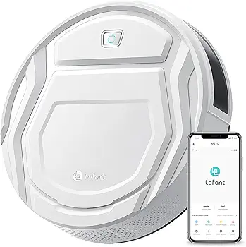 LEFANT M210 Robot Aspirador Ultra Delgado 79mm, Control por App, Bajo Ruido, Compatible con Alexa, Boquilla Anti-enredos, Ideal para Pelo de Mascotas y Suelos Duros