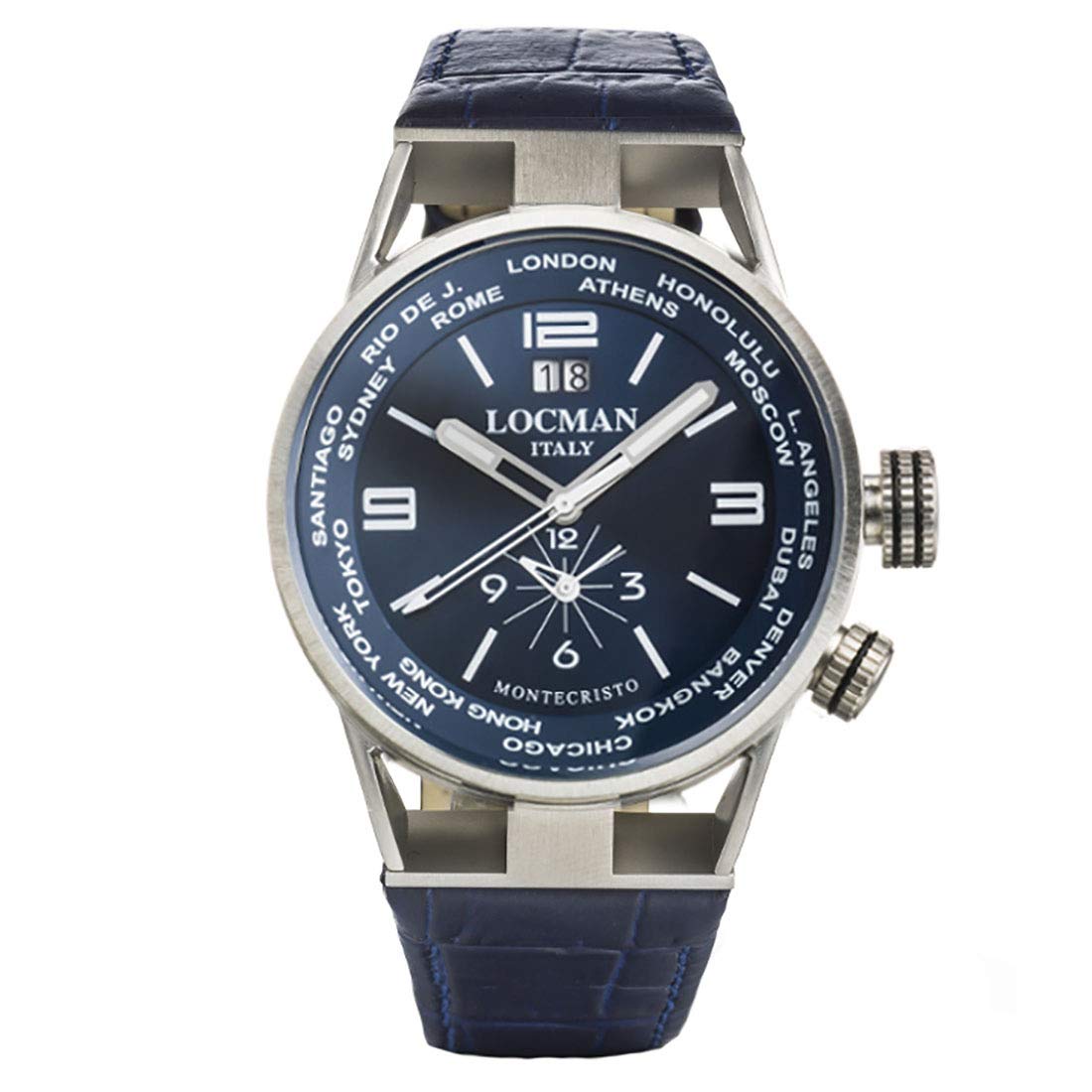 Locman Italy Herrenuhr Montecristo World Dual Time blau 44 mm Ref. 0508A02S