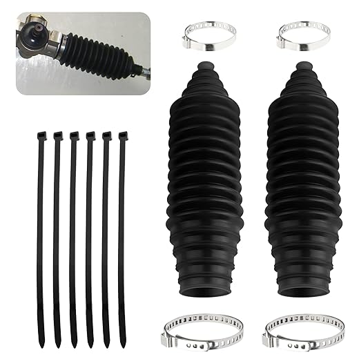 Tie Rod Boot Kit with Pinion Bellow Cable Ties and Clamps,Waterproof & Dustproof Rack and Pinion Boot for Steering System Protection,Silicone Inner Tie Rod Boot Car Accessories (Black)