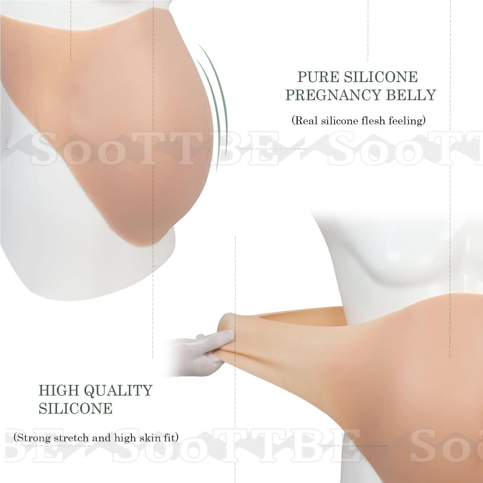 Full Silicone Artificiale Del Bambino Bump Falso Incinta Pancia Film Puntelli Reale Morbido Falso Maternità per Fingere La Gravidanza