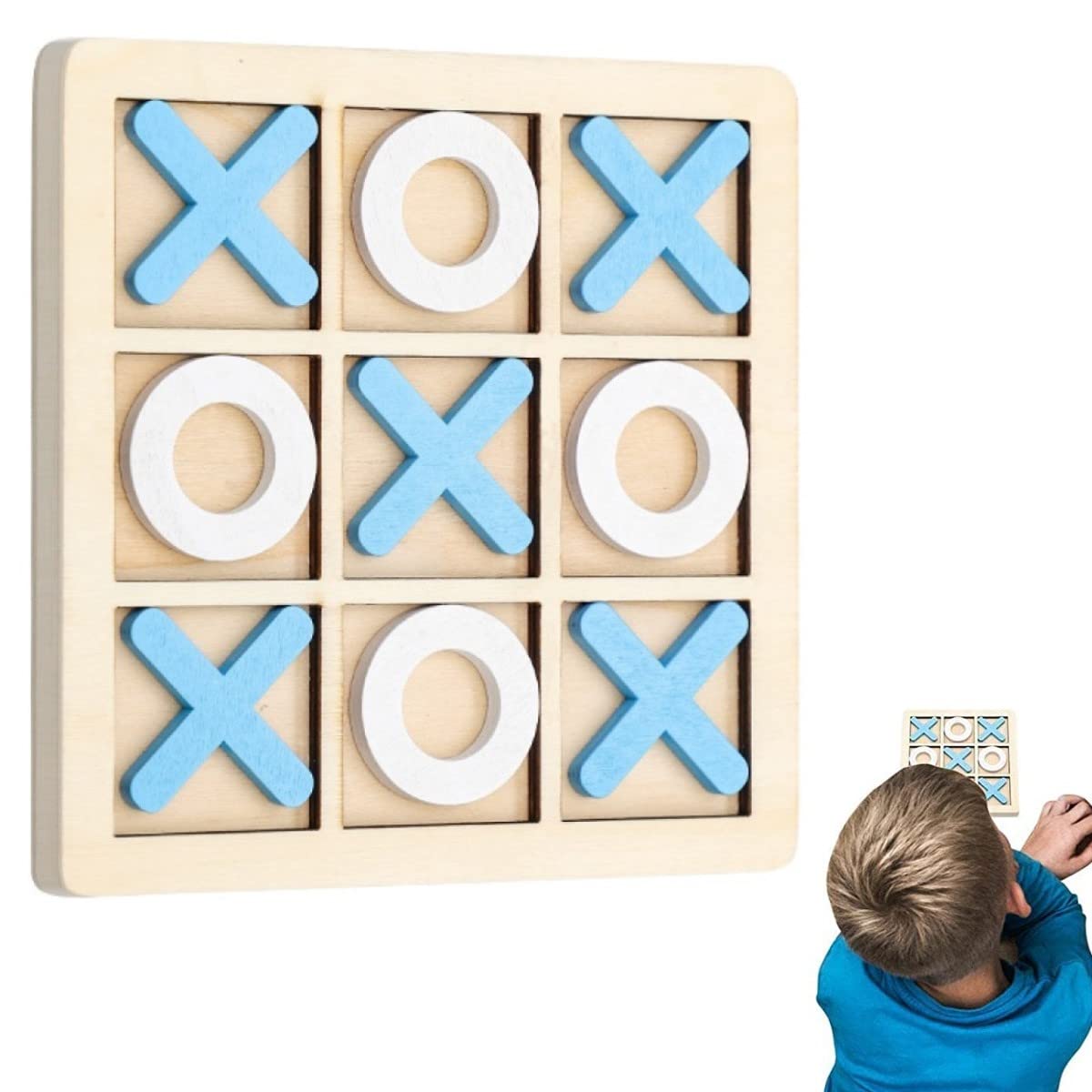 Tic Tac Toe Game, XO Wooden Board Game, Family Children Puzzle Game Educational Toys, Two-Player Interactive Puzzle Game