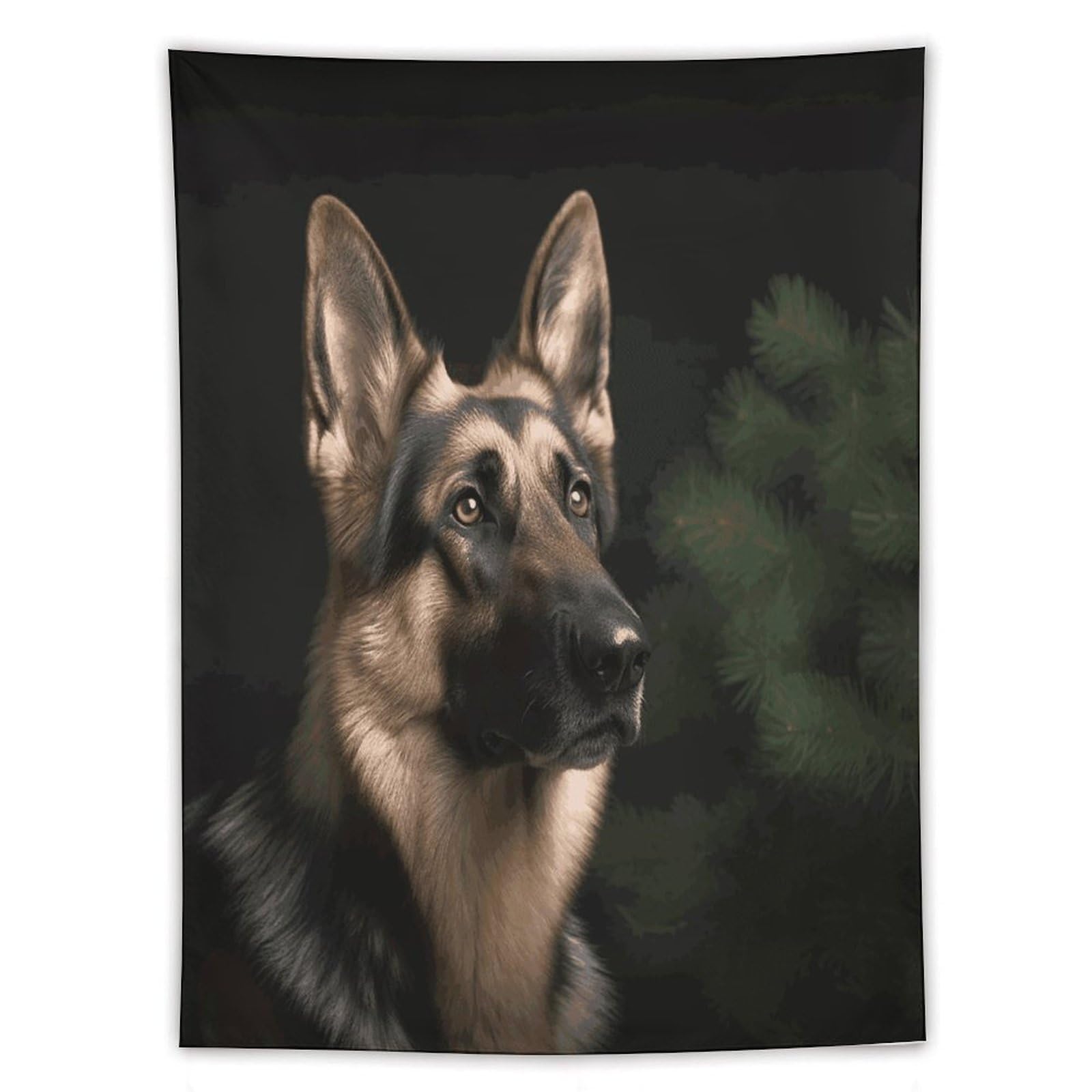 MUSM German Shepherd Tapestry with Installation Kit Personalized Wall Tapestry Aesthetic Tapestries Backdrop Banner Wall Art Hanging Decor for Home Picnic Beach Blanket 60"x80"