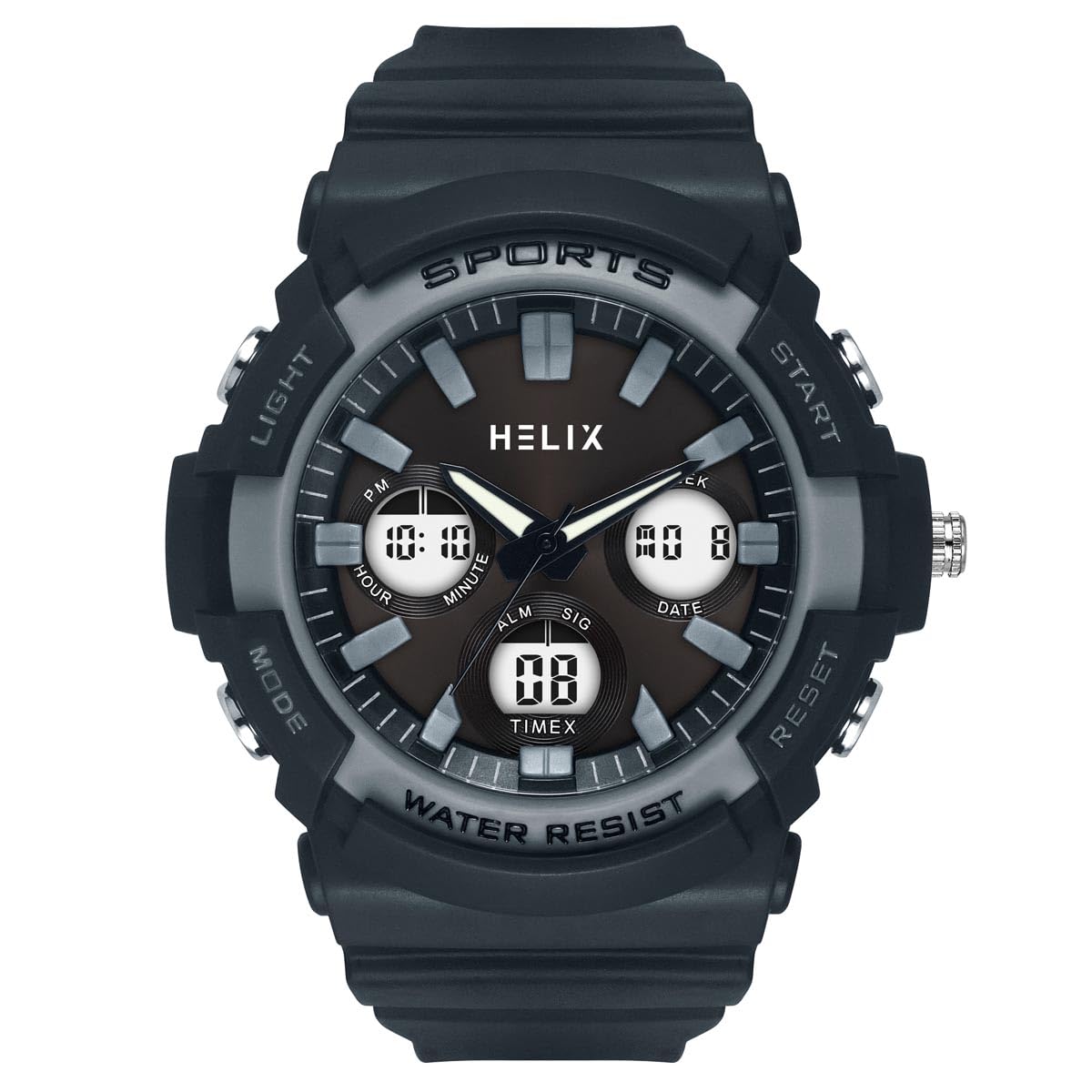 Helix By Timex Men Grey Round Dial Analog-Digital Watch - TWESK4500T (B0D75VZWK6) Amazon Price History, Amazon Price Tracker