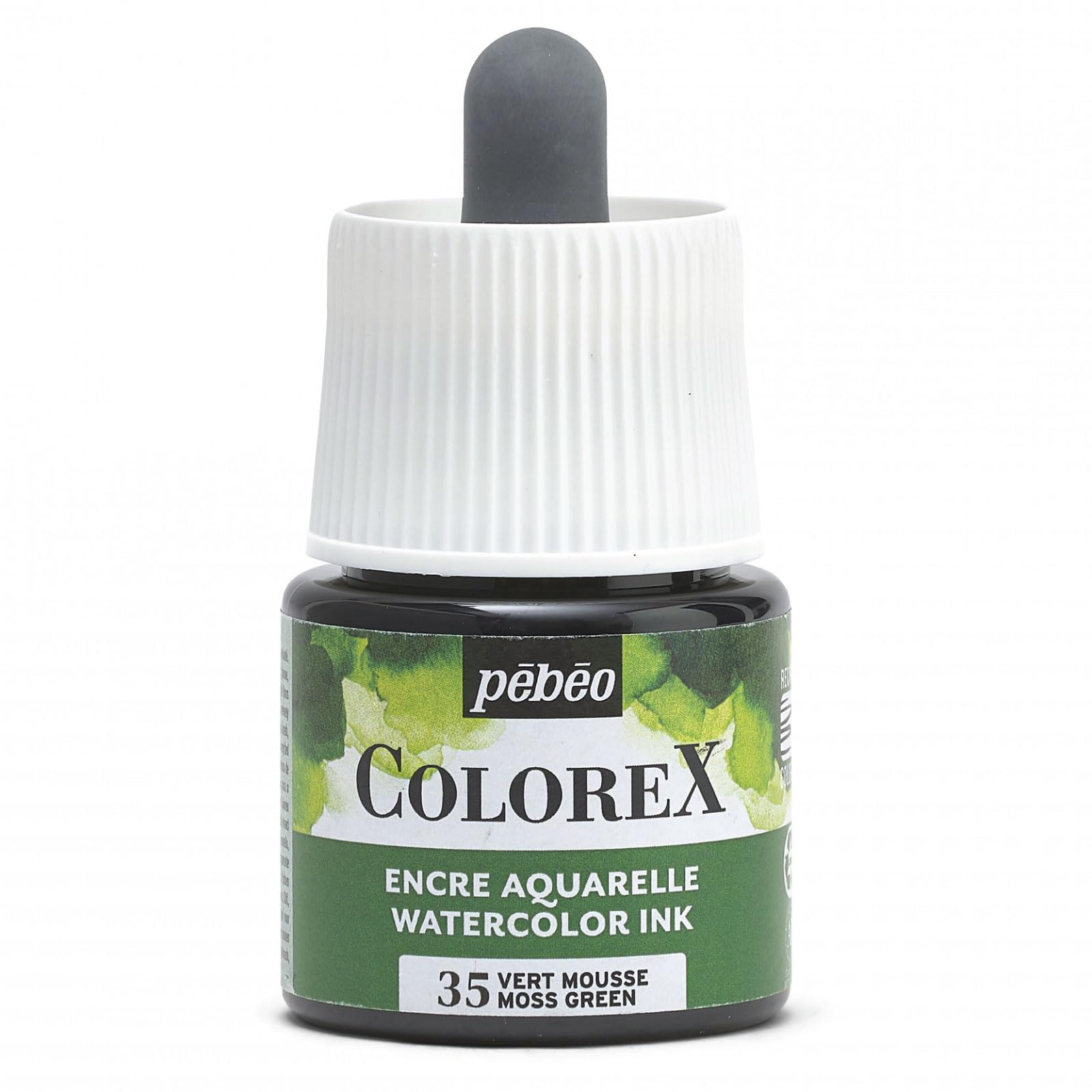 Pébéo - Colorex 45 ml Moss Green Ink – Colorex Watercolour Ink Pébéo – Green Ink Velvety Rendering – Multi-Tool Drawing Ink for All Media – 45 ml – Moss Green