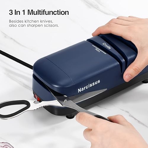 Miniatura 6 de Narcissus Afilador de cuchillos eléctrico, afilador de cuchillos profesional para el hogar, 2 etapas para afilado y pulido rápidos, con afilado de