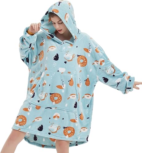 ABENCA Manta con capucha para adultos, sudadera de gran tamaño de franela ligera, cálida y acogedora, talla única. Comida, ALIMENTO