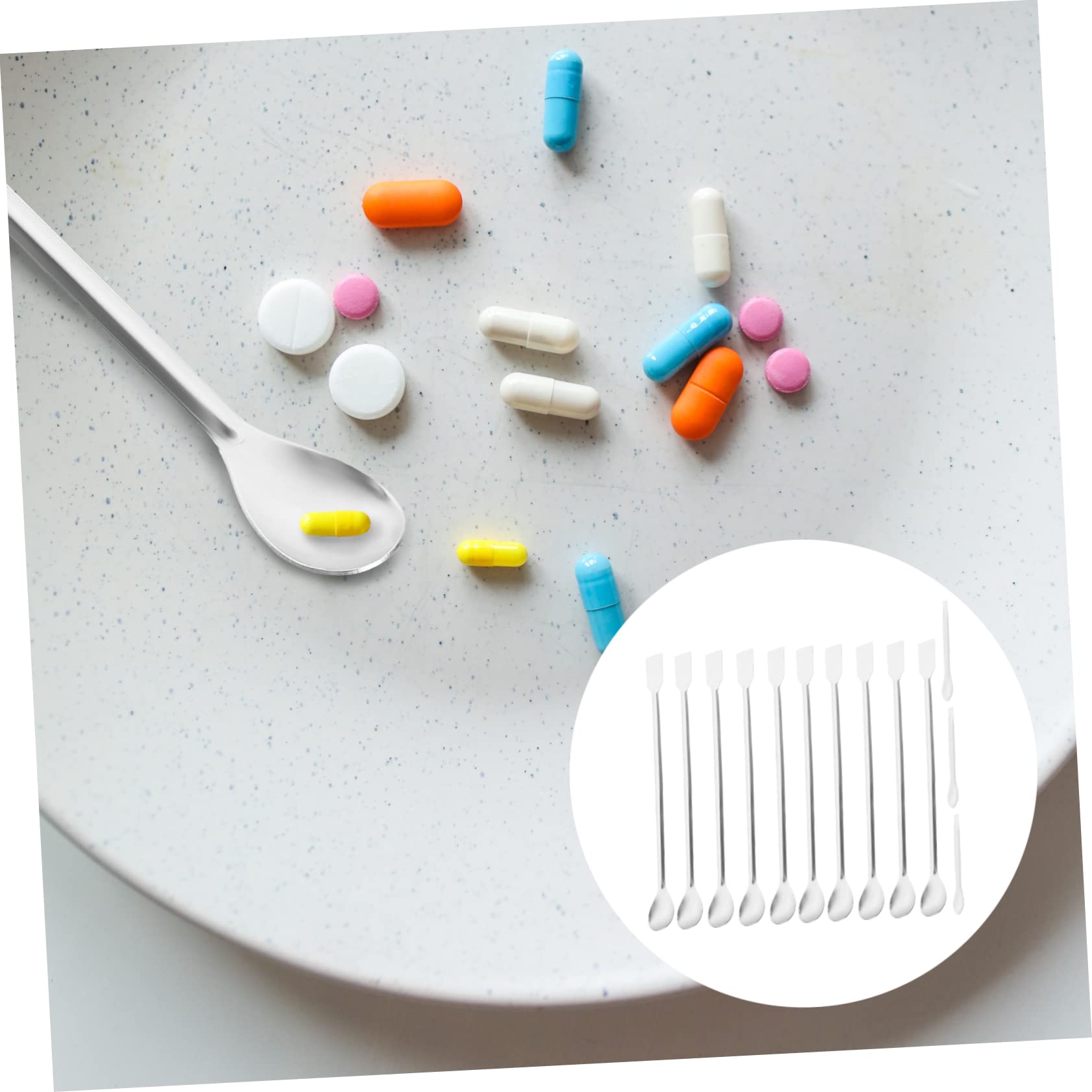 CIYODO 13pcs Sample Spoons Flat End Spatula Sufficient Quantity Spoons Bottle Holder Lab Spoons Different Shaped Spoons Sampling Scoop Measuring Stainless Steel Silver