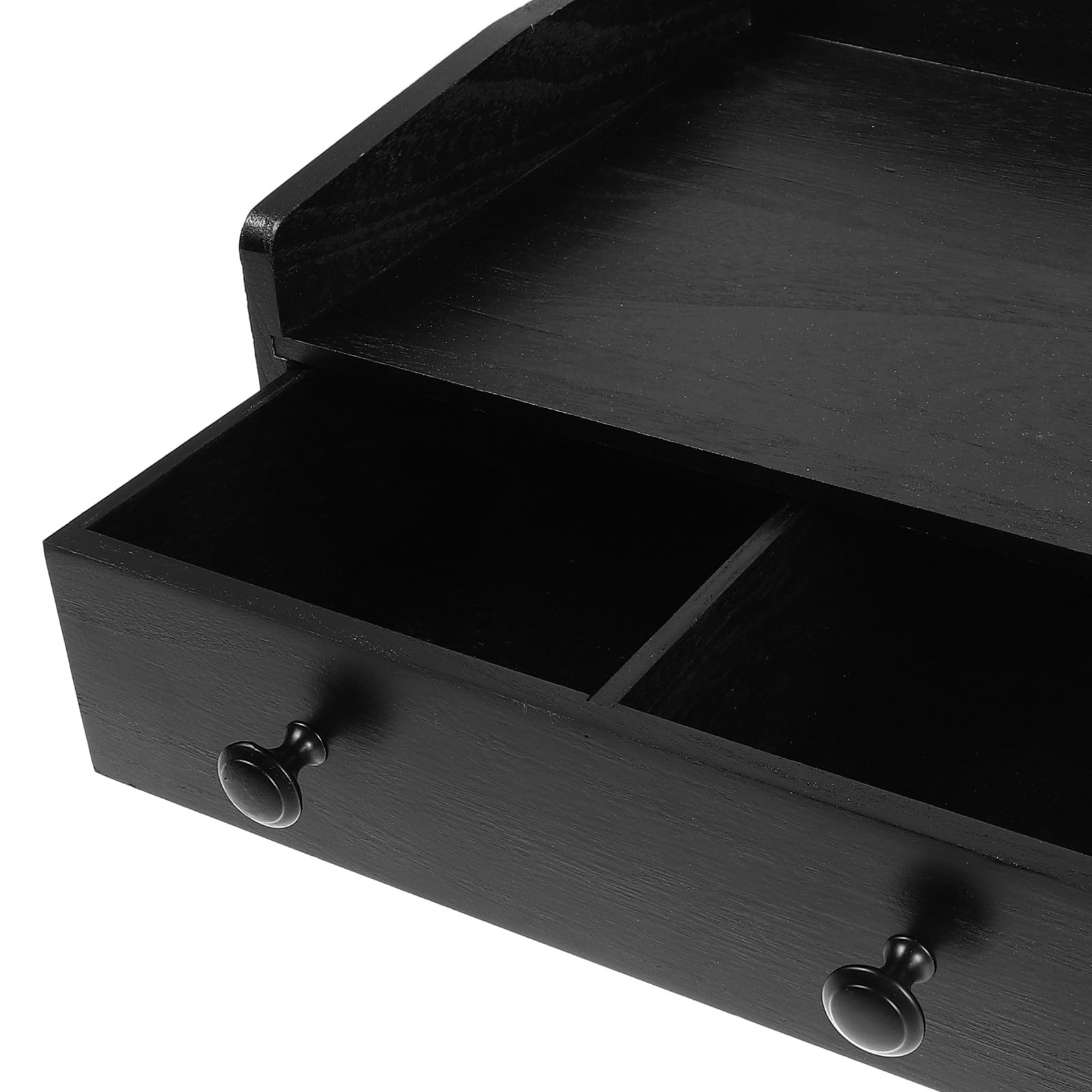 Uonlytech Armario de Almacenamiento de Sobremesa de Madera Negro con Gran Capacidad y Diseño Multifuncional para Organizar Bolsitas de Té y Café en Oficina o Decoración del Hogar