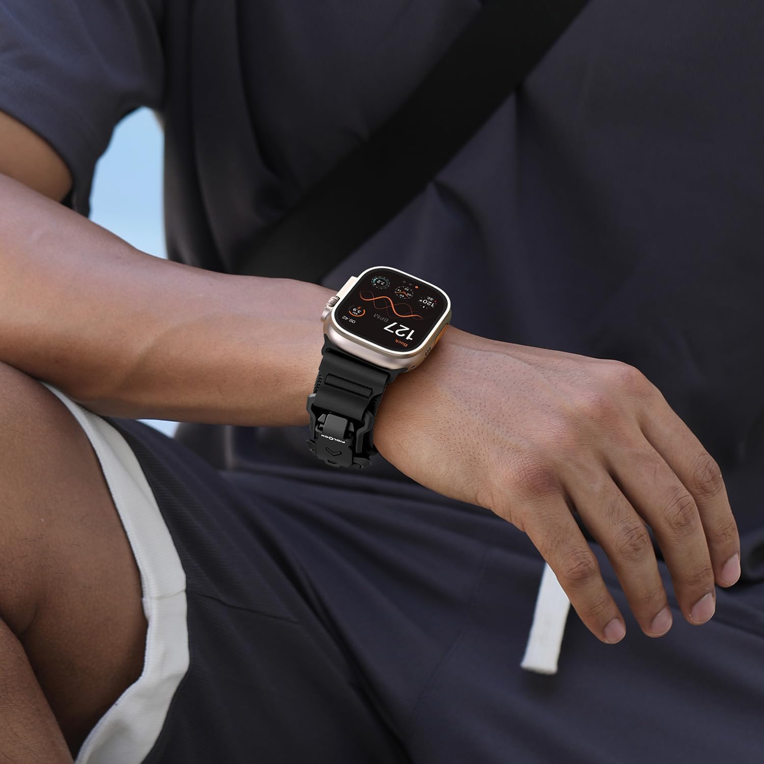 Bandletic Compatible with Apple Watch Ultra Band Men, Wide Sport Elastic Strap with Magnetic Fidlock V-Buckle for iWatch 49mm(Ultra 3/2/1),46mm(11/10),45mm(9/8/7),44mm(SE3/SE2/SE/6/5/4),42mm(3/2/1) - Image 9