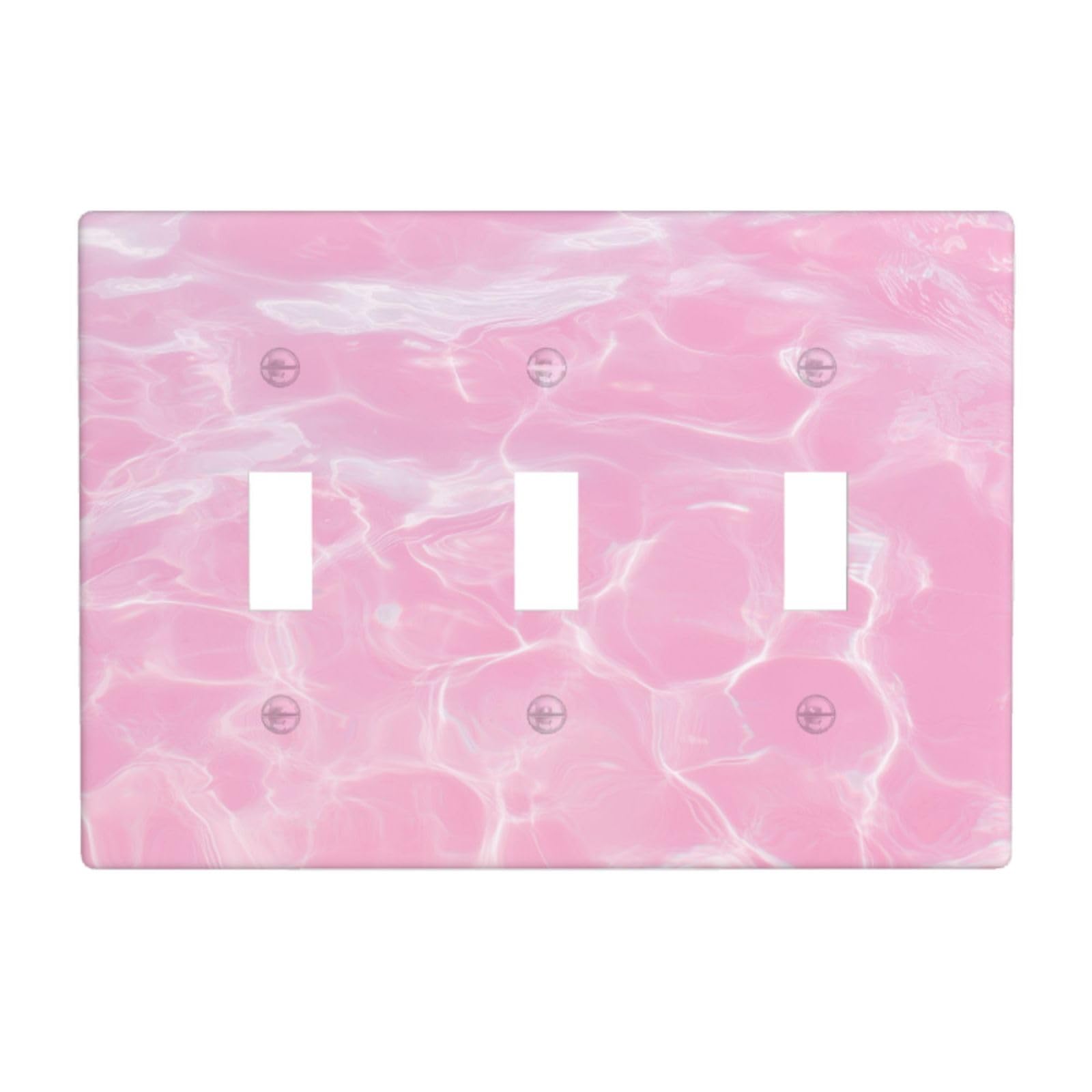 Calm Water Surface Pink Light Switch Covers 3 Gang Triple Toggle Wall Plate Switchplate Electrical Faceplate for Bathroom Kitchen Bedroom Decor
