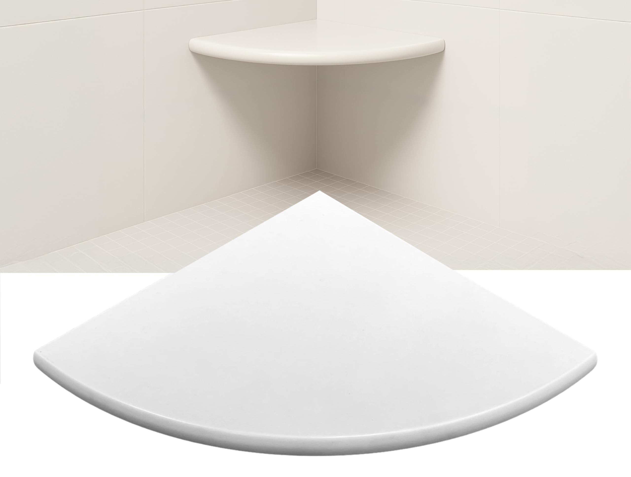Threshold Shop 18 Super White Engineered Marble Corner Shower Seat Floating or Solid Mount Bathroom Bench Wall Mounted
