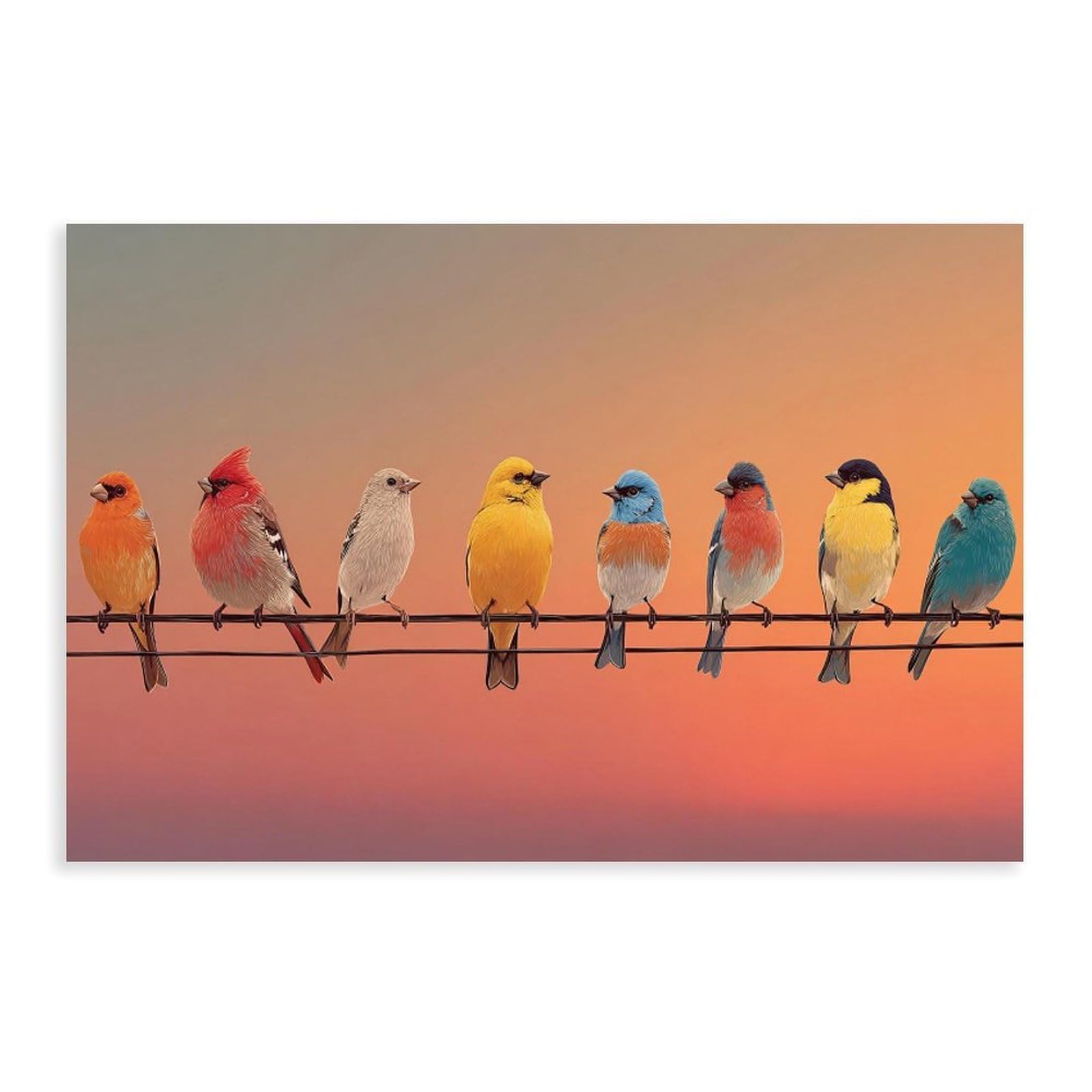 Impression oiseaux colorés toile décorative pour une ambiance douce - 8