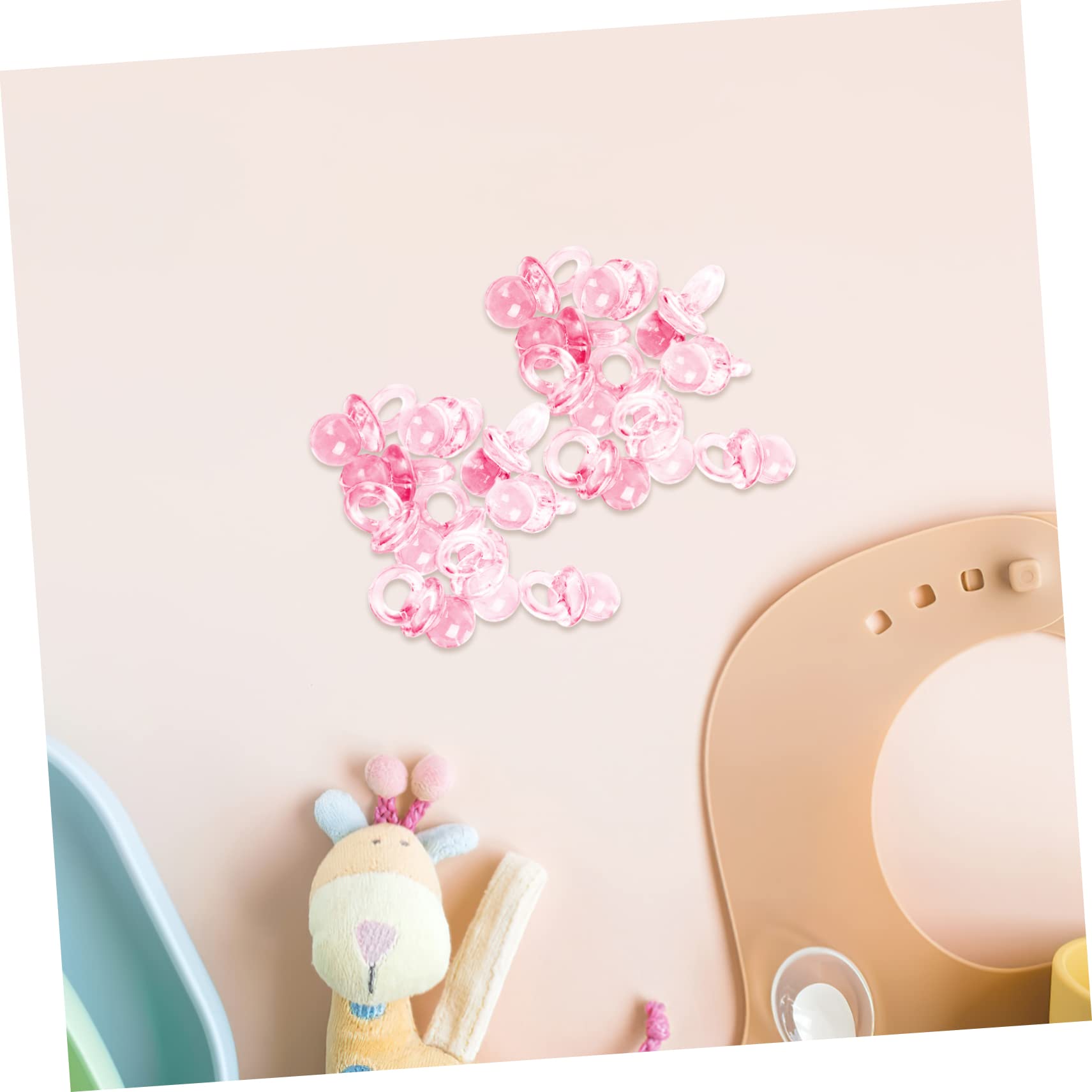 RORPOIR 100pcs Acrylic Pacifier Beads Baby Shower Favor DIY Supplies Pacifier Decor