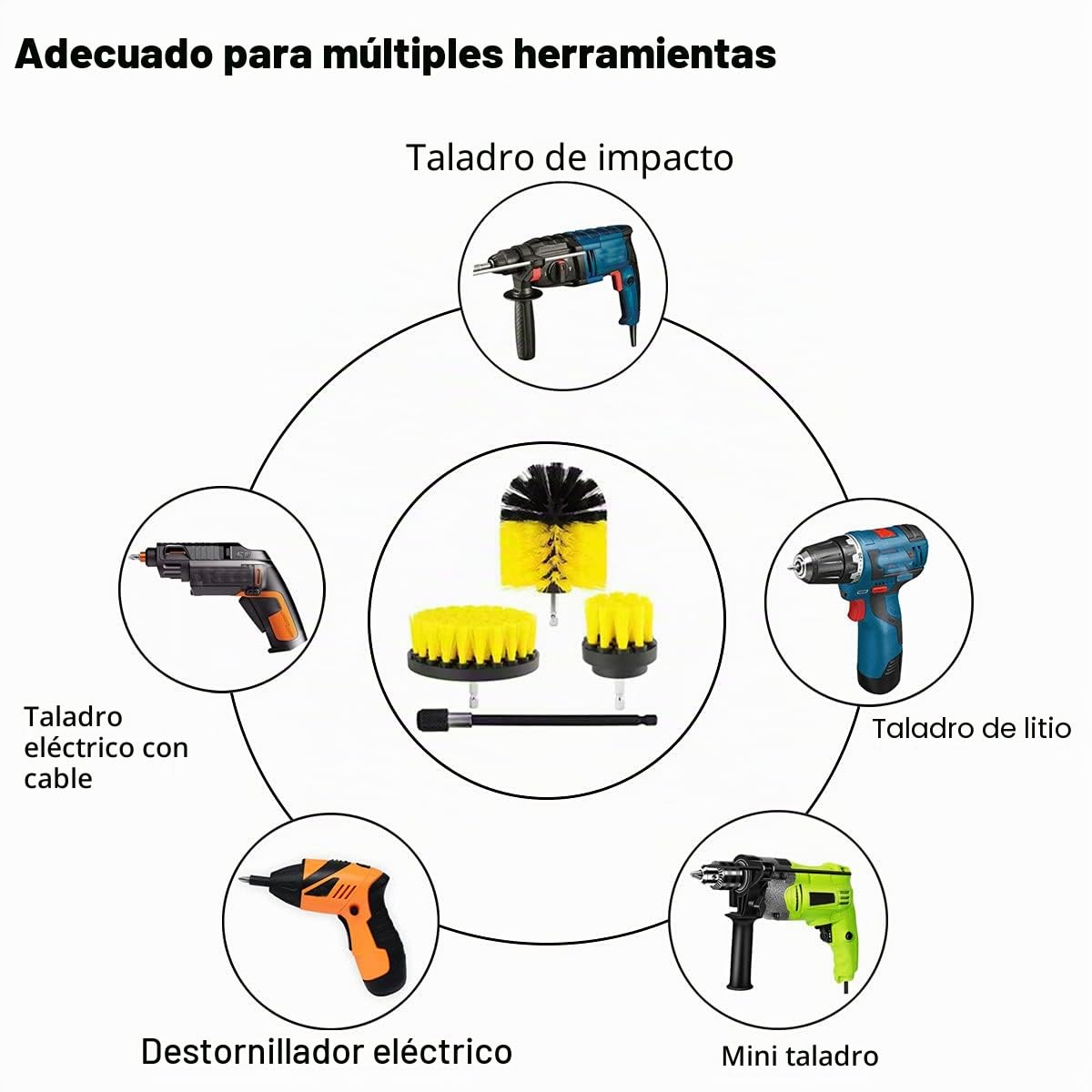 Juego de 37 Piezas de Cepillo para Taladro, Cepillo de Taladro para sellar Azulejos, bañera, Lavabo, Suelo, Ruedas, Azulejos, alfombras, baño, Cocina