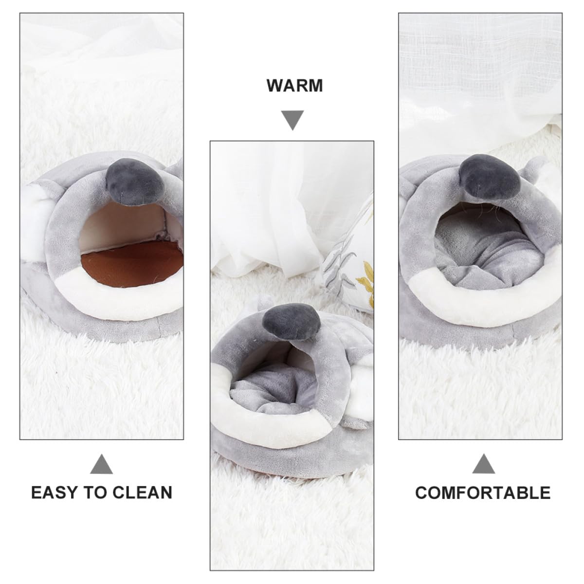 YARNOW Hamster Schlafplatz aus Flanell und Pp Baumwolle Warmes Haustier Warmbett in Höhlenform für Wohnraum und Kleines Kleintierhaus als Winterbett