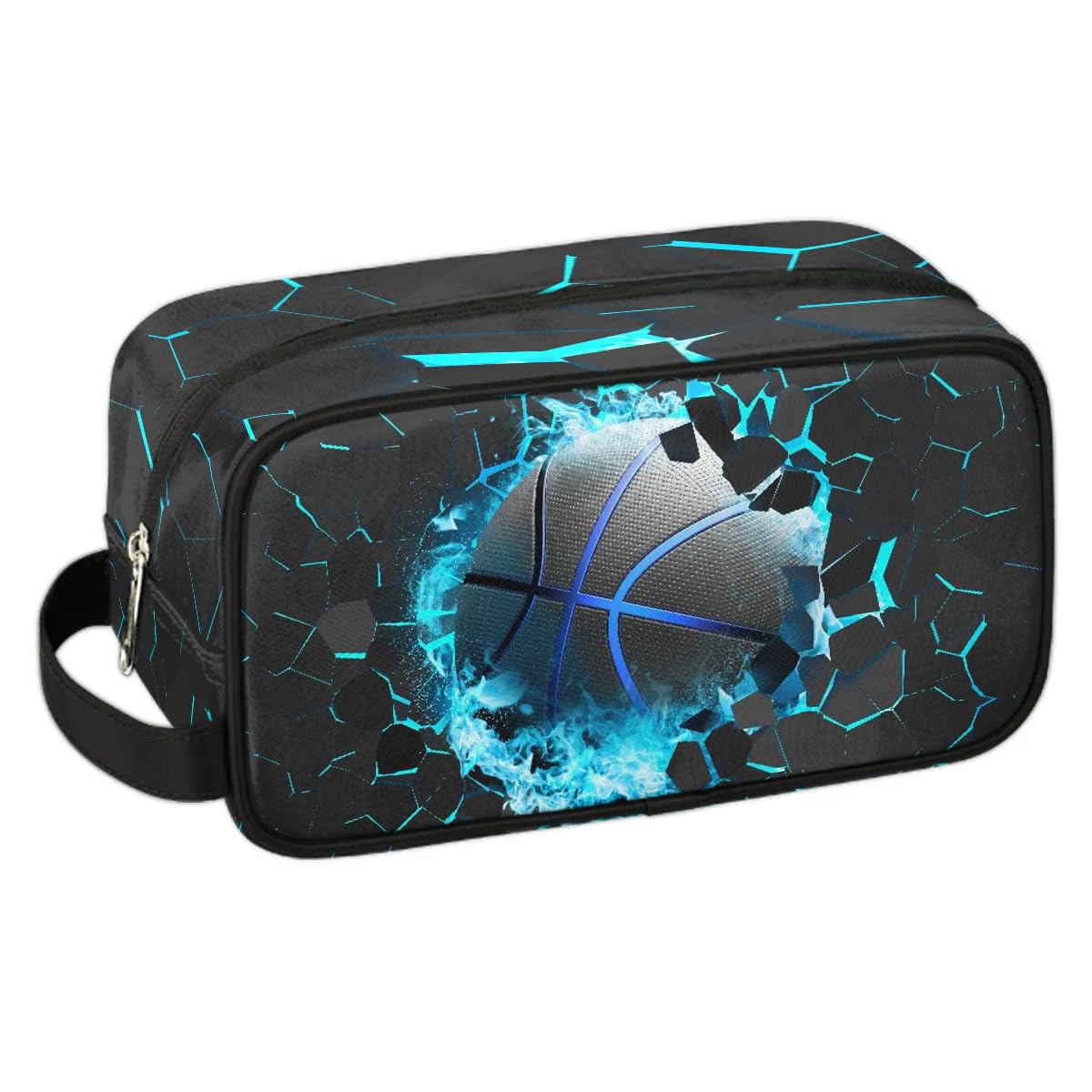 PATTERNFUL 3D Basketball Travel Toiletry Bag for Kids, Waterproof Hanging Wash Bag Gym Shower Kit for Boys Shaving Bag Girls Makeup Bag Toiletries