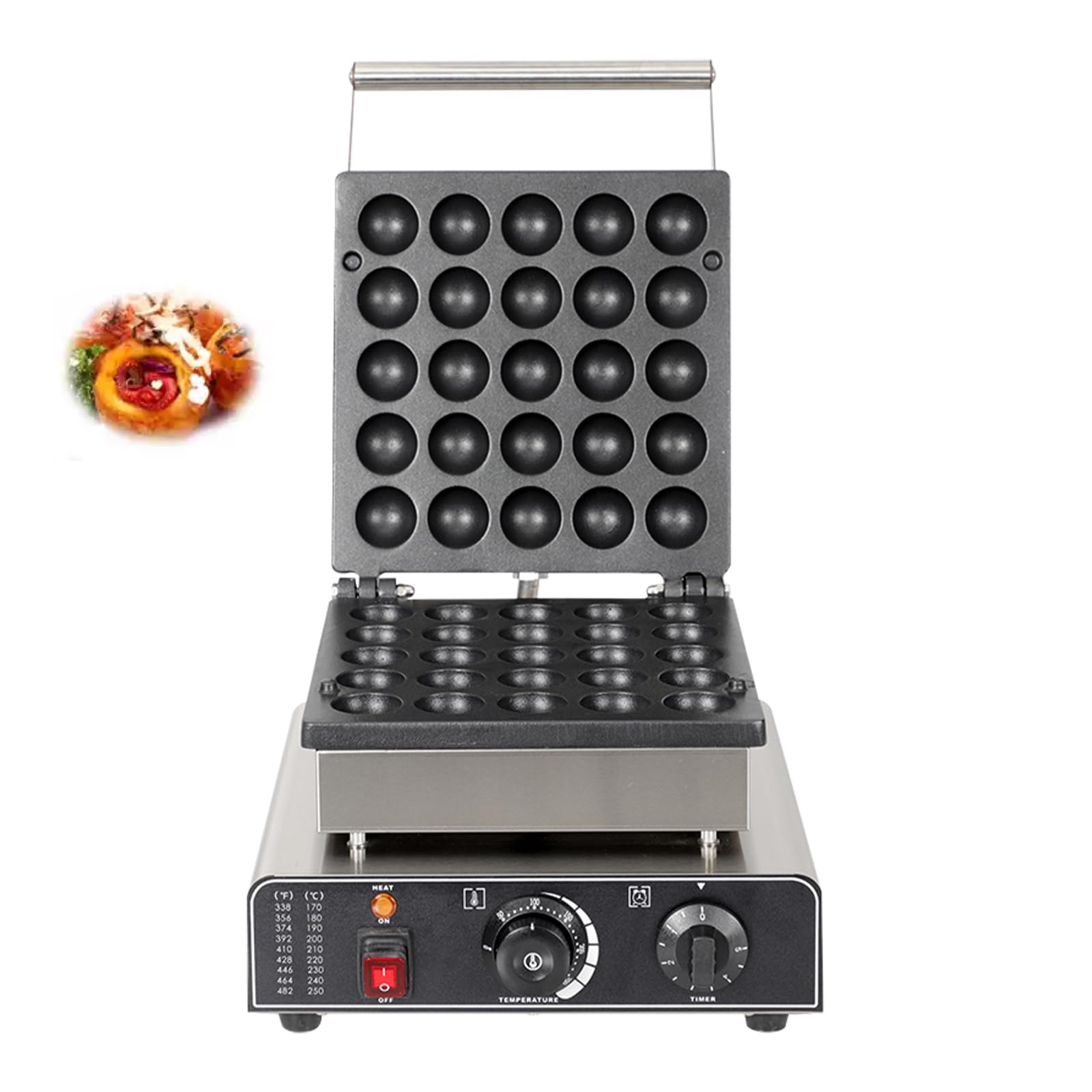 commercial takoyaki maker 25pcs circular waffle maker 2kw heating takoyaki grill maker stainless steel baker wnon-stick teflon coating50-300122-572 adjustable