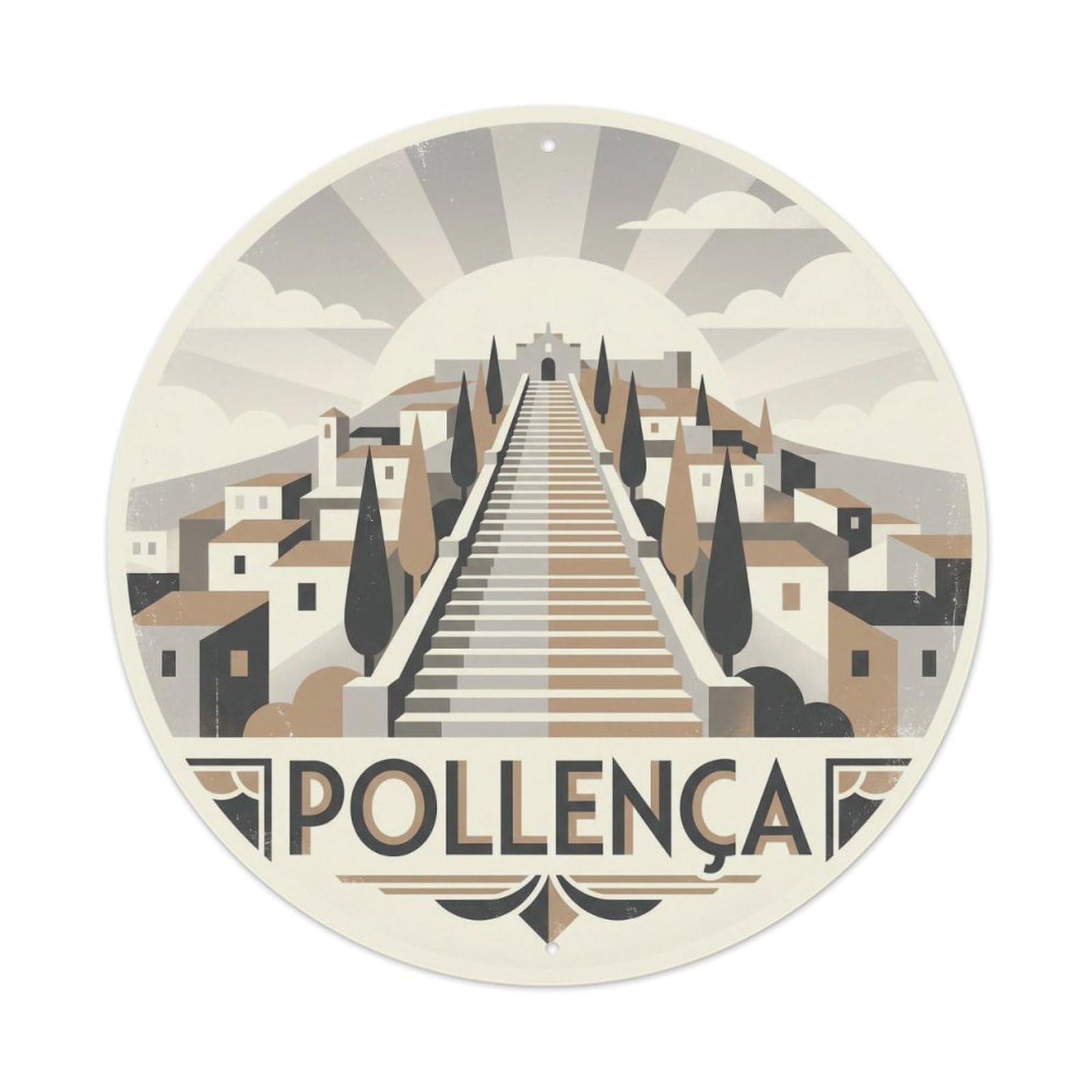 Olhnbad Style Pollenca Old Town Mallorca Route Heritage Metal Tin Sign