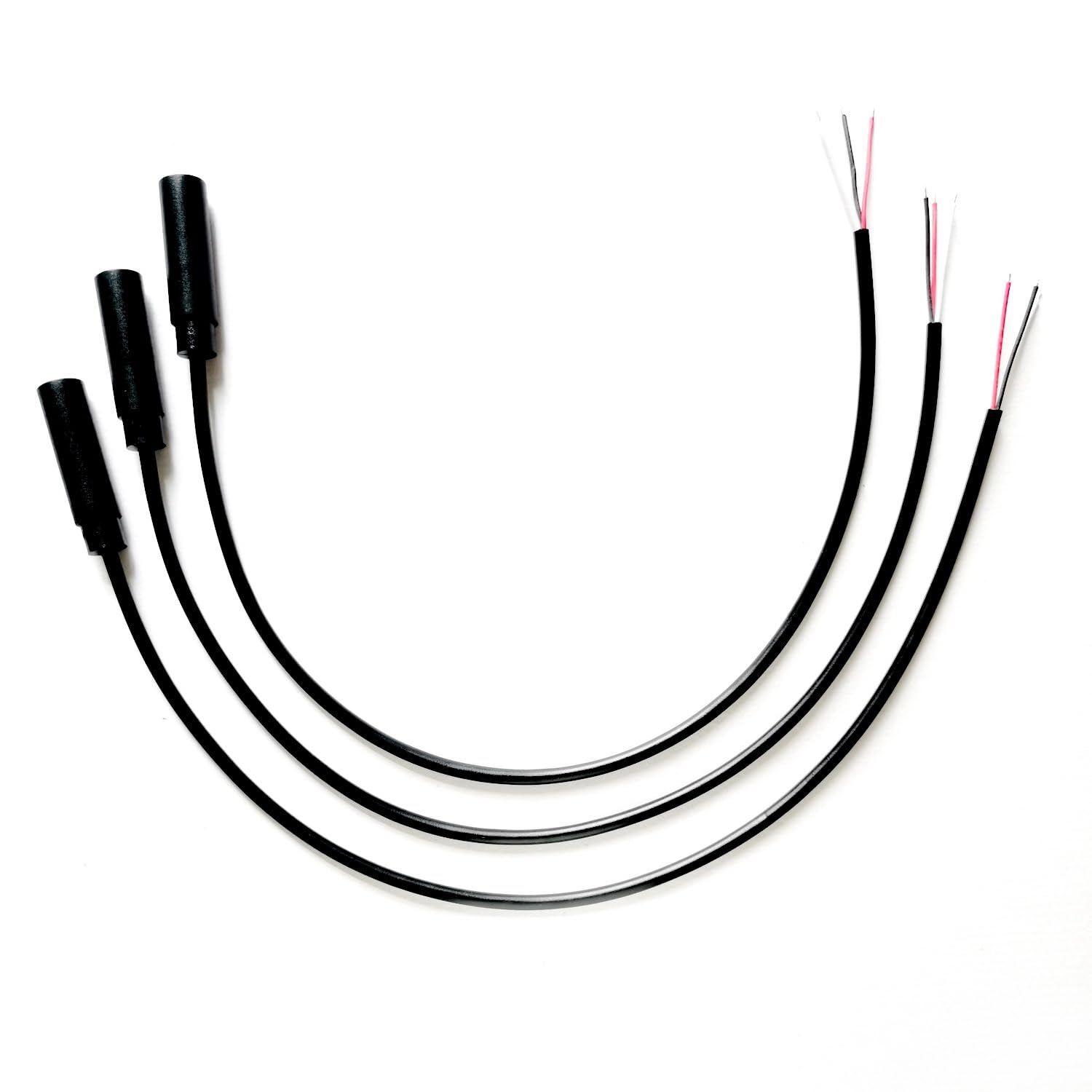 BUHCUWQB 3 PCS 3.5mm Female Jack to Bare Wire Open End TS 3 Pole Stereo Jack Plug Connector with Wire Cable 27cm Used in ​Audio Cable Repair (Female 3