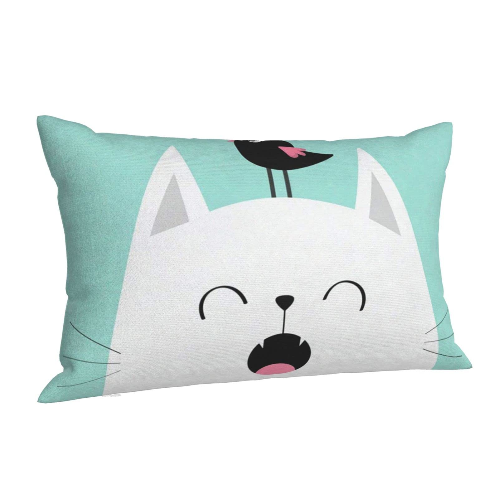 Amazon｜枕カバー ピローケース 猫柄 ネコ柄 動物柄 ブルー (2