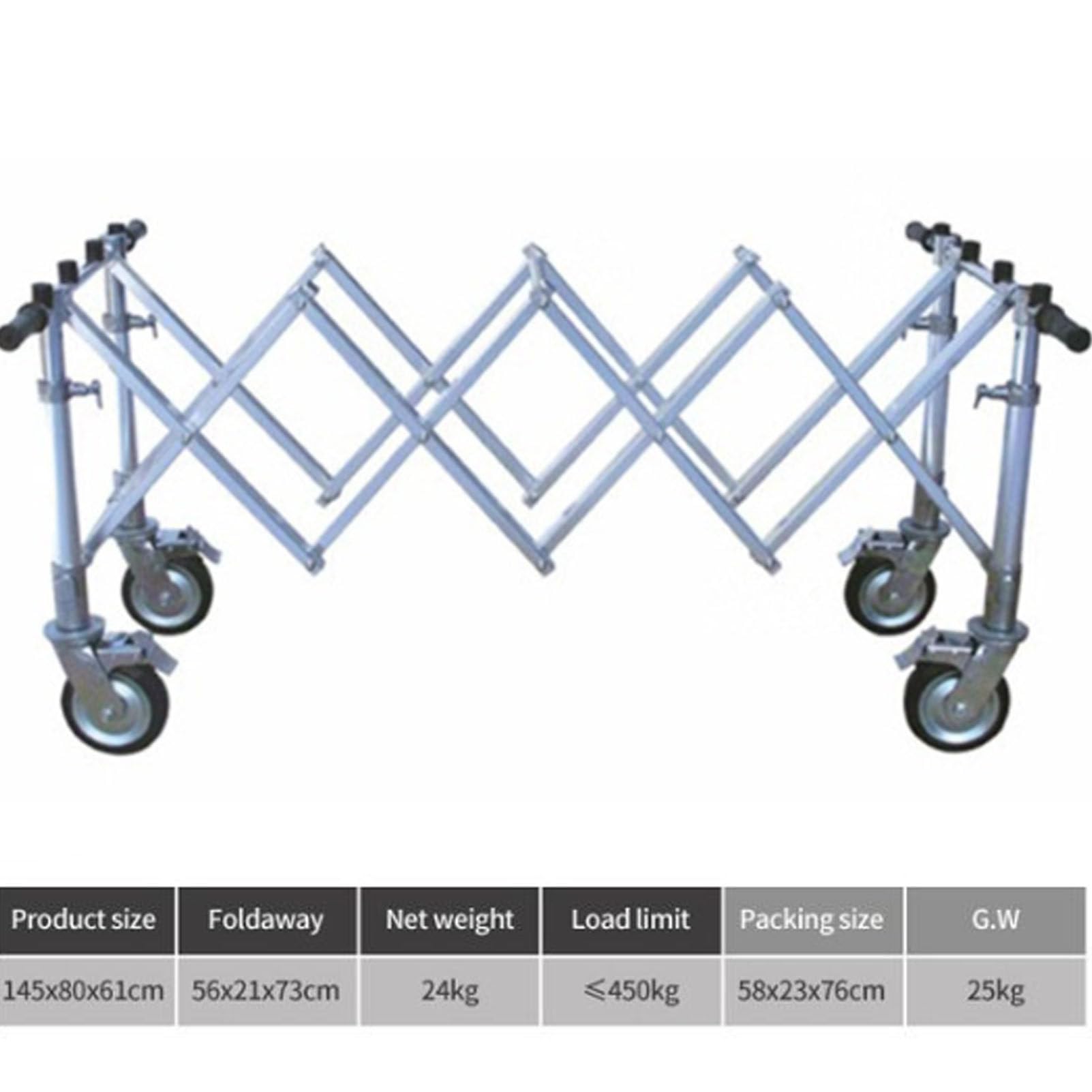 Carrito de bastidor de ataúd de aleación de aluminio de alta carga para uso funerario, resistente