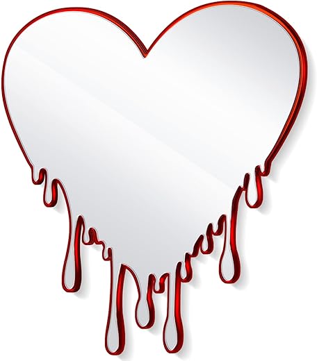 Yulejo Acrylic Heart Mirror Decoration Melting Mirror Wall Heart Dripping Decoration for Home Decor Gifts for Women, Red