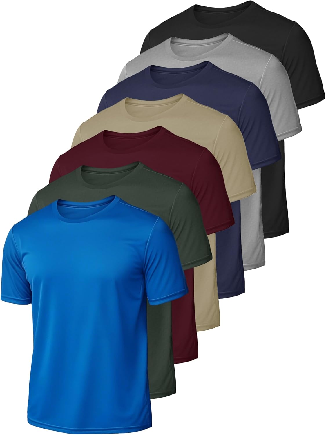 7/8 Pack Mens Short Sleeve Quick Dry Active Athletic T Shirt Running Gym Workout Tee Tops