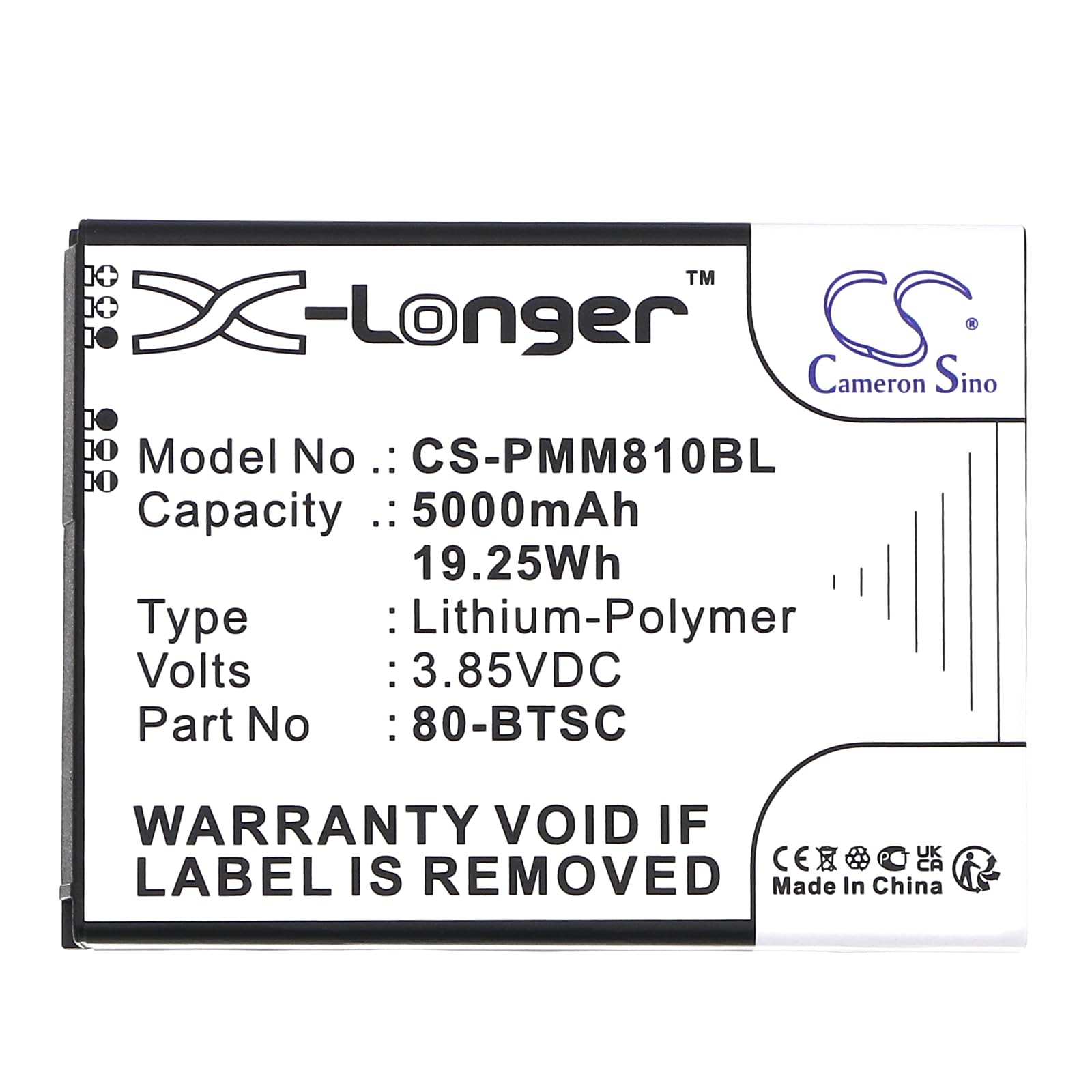 TCTK Akku 5000mAh Kompatibel mit [Point Mobile] PM80 Ersetzt 80-BTEC, 80-BTSC
