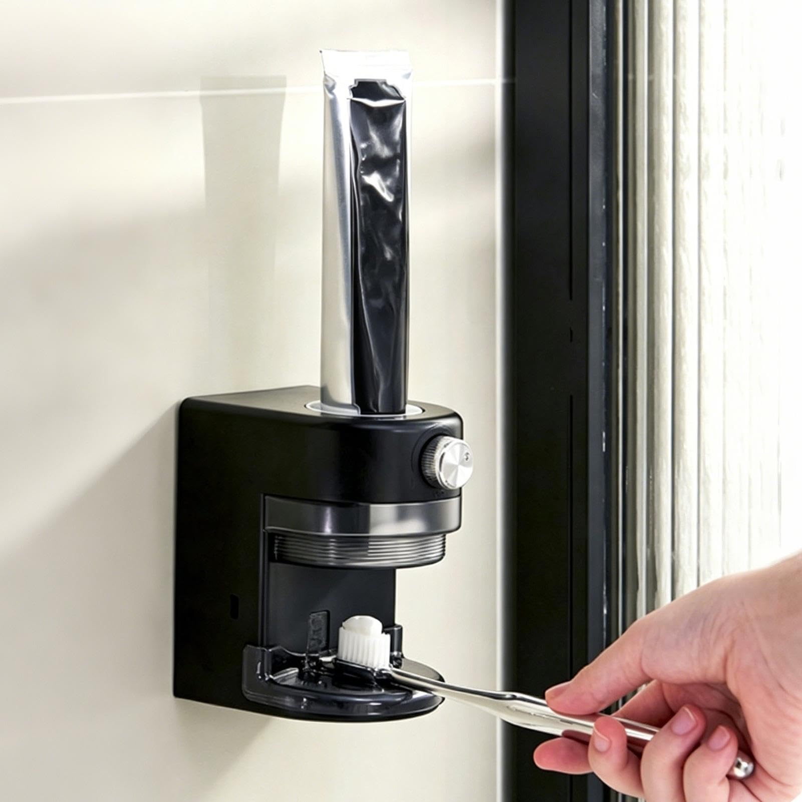 Exprimidor automático de pasta dentífrica Instalación Fácil En La Pared | Dispensador Automático de Pasta y Soporte para Cepillo Para Hoteles, Dormitorios, Apartamentos, Hogares, Cuartos De Baño
