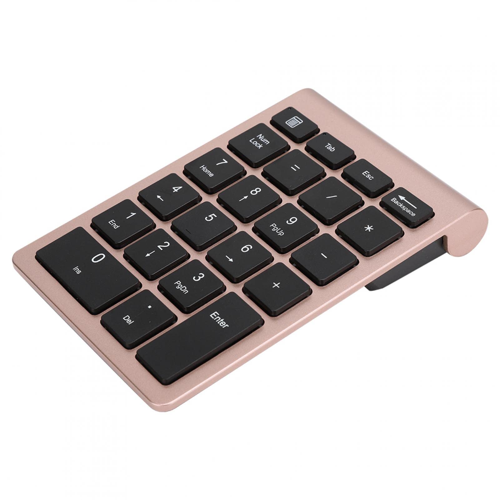 Bewinner Clavier Numérique RF304 22 Touches, Mini Clavier sans Fil USB Plug and Play avec Récepteur, Clavier Numérique Ergonomique pour Android/Windows/OS(Or Rose)