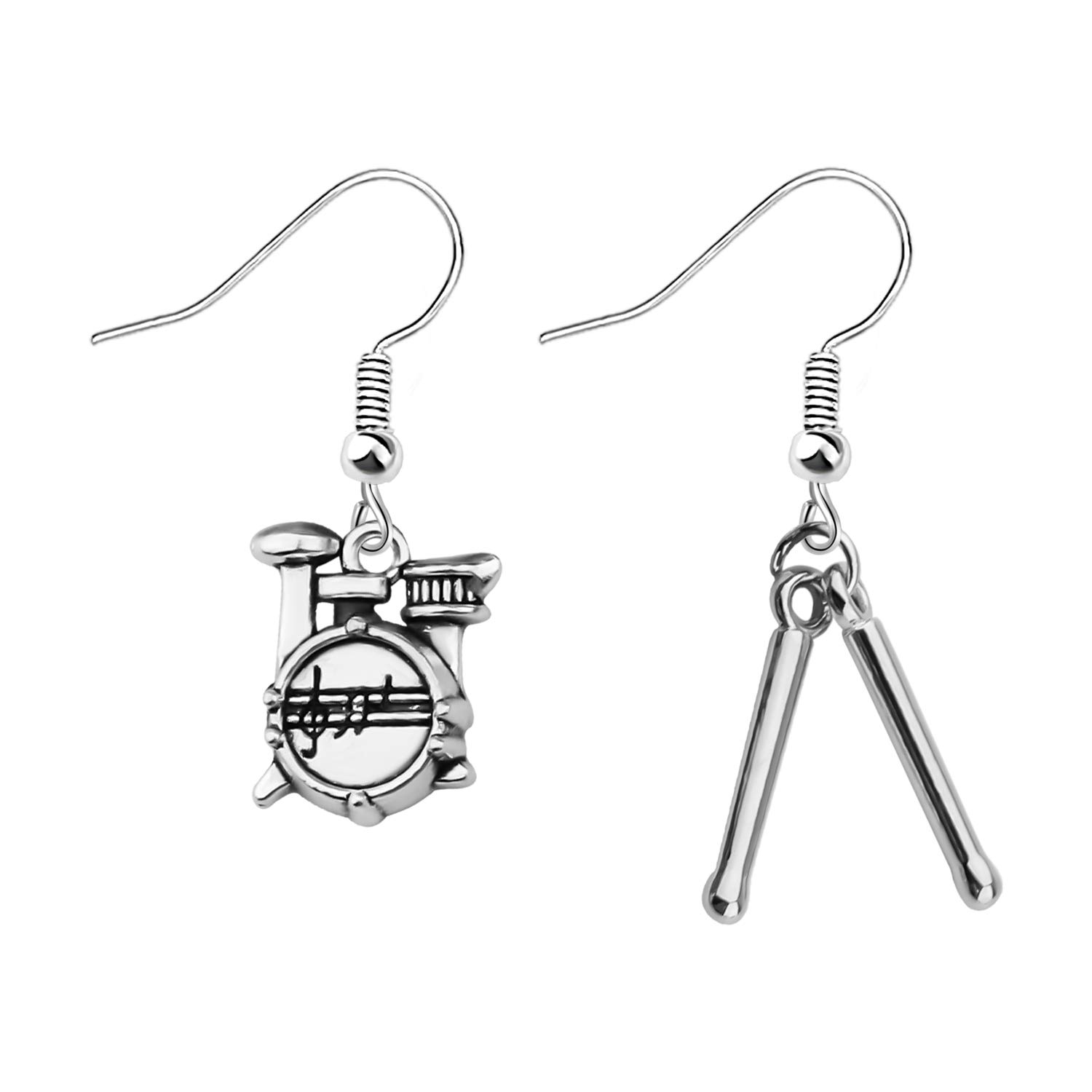 Music Festival Drums Dangle Earrings Drummer Gift Drummer Jewelry Drum Kit and Drumstick Charm Earrings Gifts Drum Player Band Gifts, Metal-image-36