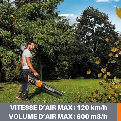 WORX Souffleur sans fil 20V WG547E.9 vitesse de soufflerie de 129kmh 2 vitesses Turbine technologies livré sans batterie ni chargeur - vue 7