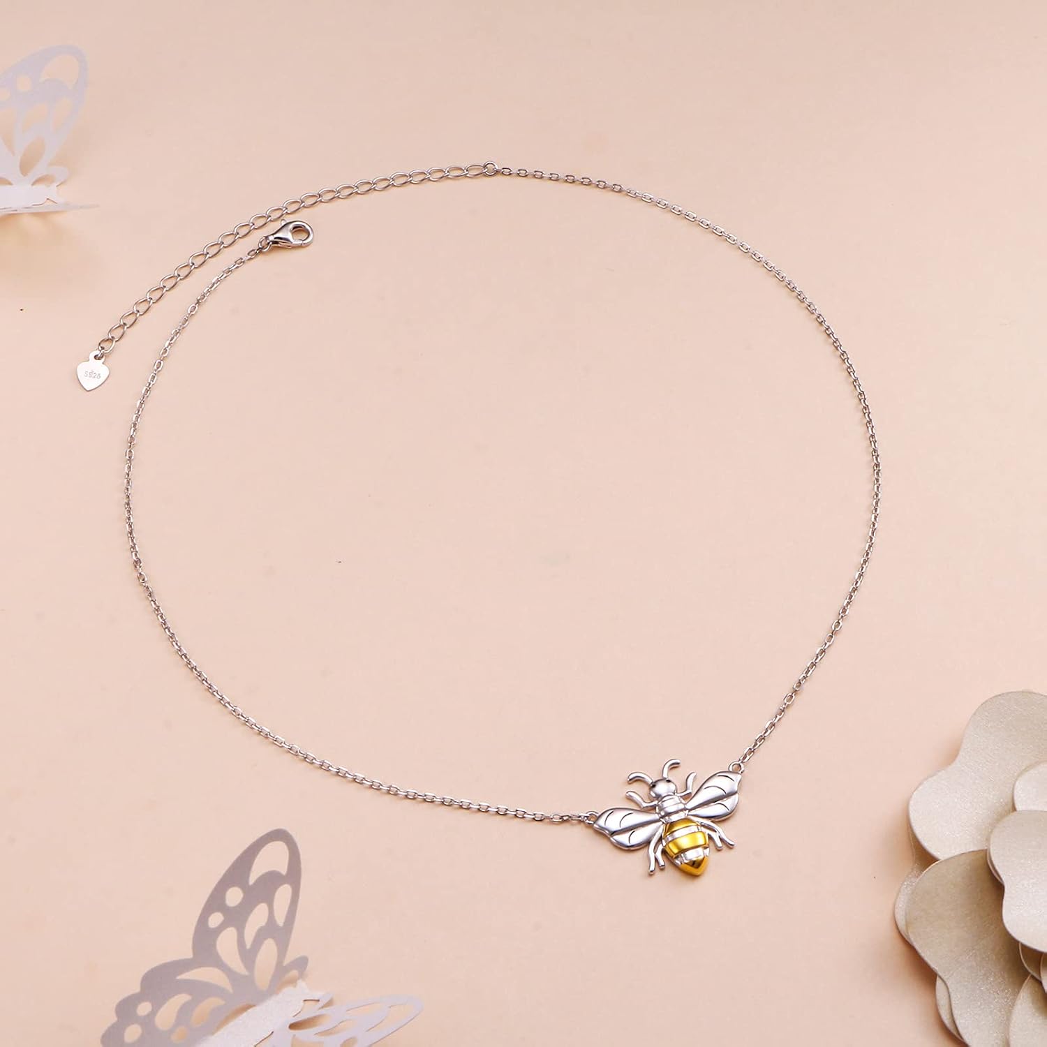Alphm S925 Sterling Silver Choker honeybee Dainty Bee Pendant Necklac for Women Jewelry - Image 5