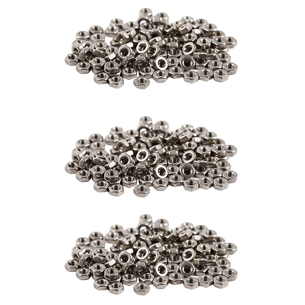 Jnchdghwa Women's Silver Tone 300Pcs M3 3Mm Thread Hex Metal Nut Fastener