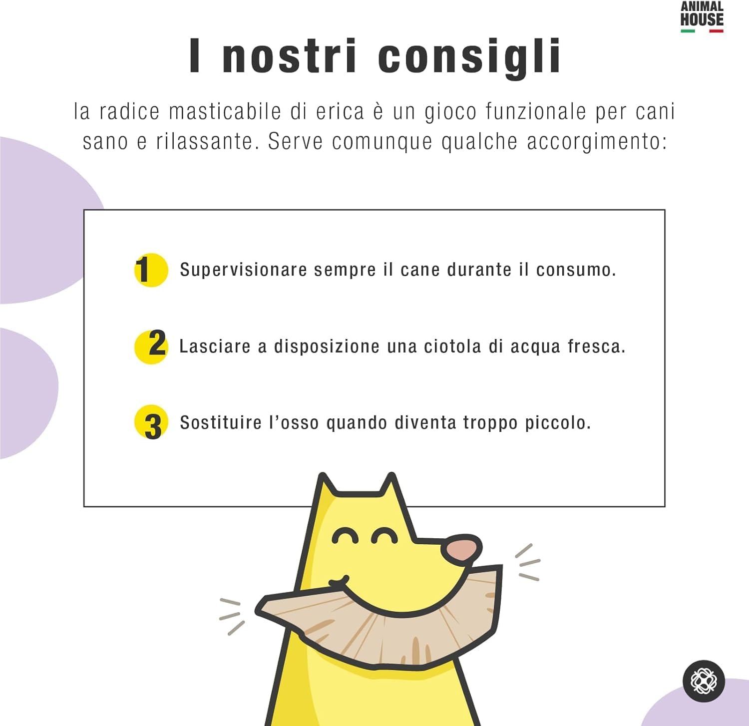 Animal House Radice di Erica per Cani, Masticativo Naturale, Ottimizza l'igiene Orale, Antistress per cani, Resistente e Duraturo (L)