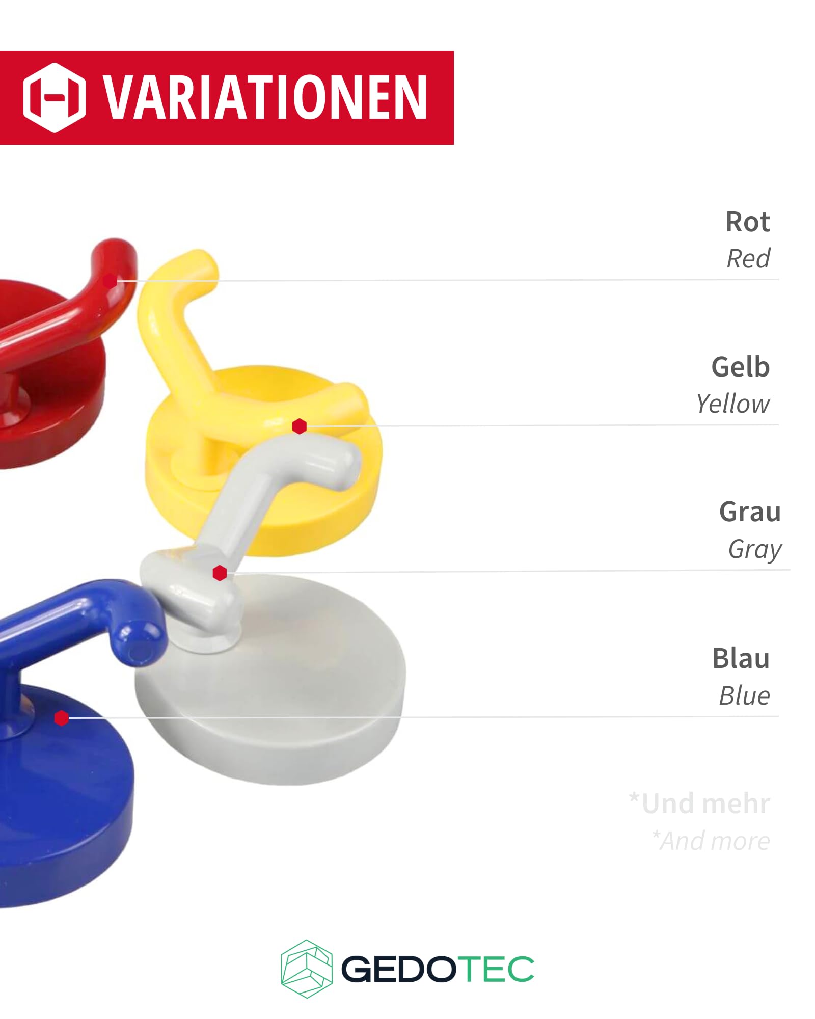 Gedotec Garderoben Haken zum schrauben - Kleiderhaken | KITA-2 | 5 Stück Wandhaken Gelb - Höhe: 50 mm | Garderobenhaken aus Kunststoff inkl. Befestigungsmaterial | Haken zum Schrauben - Wandmontage