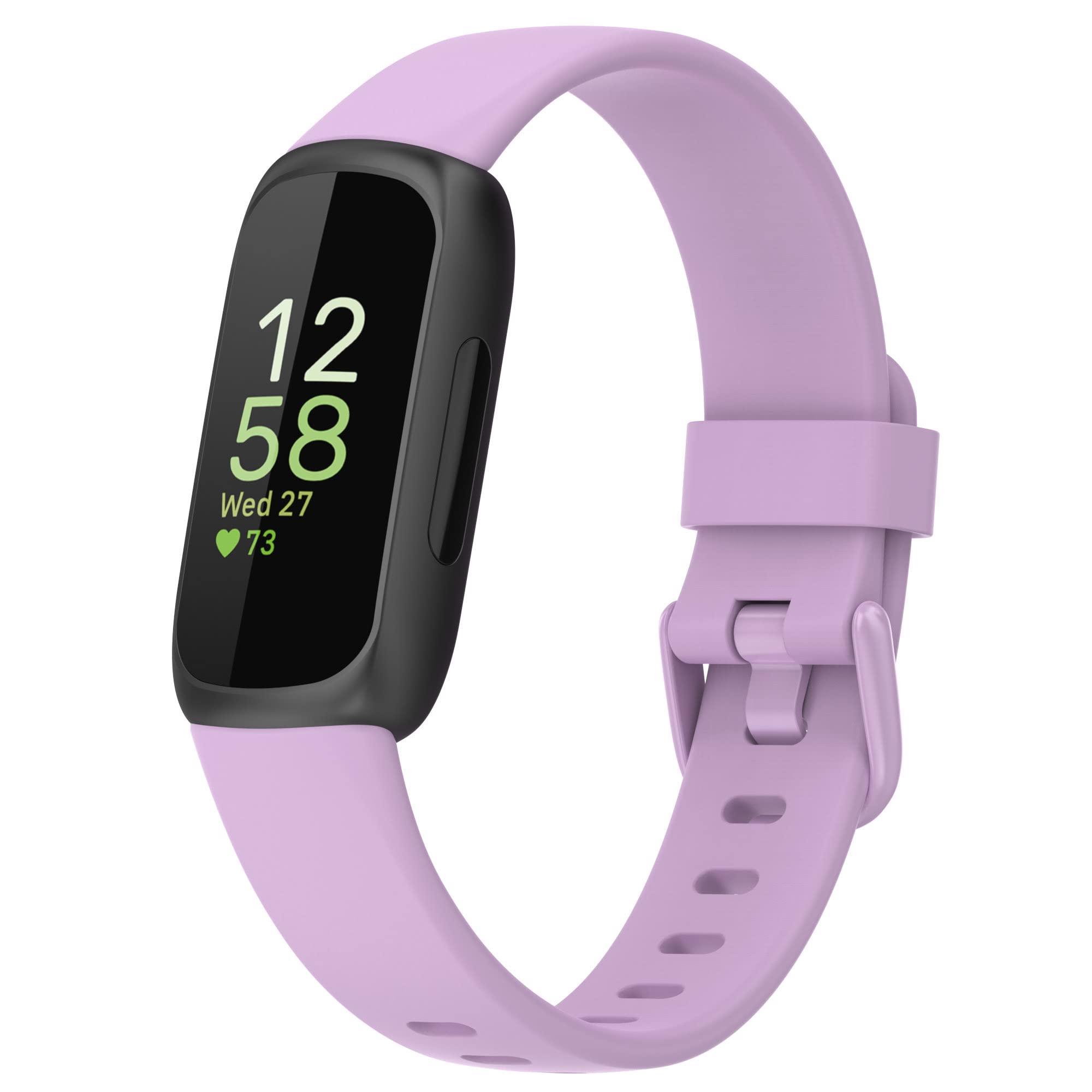 BoLuo Smart Watch Strap for Fitbit Inspire 3, Soft Sport Silicone Band, Purple, 15.4mm Width, Small (5.5-7.5inch) & Large (6.3-8.6inch) Sizes, Replacement Wristband, Workout to Work Accessory