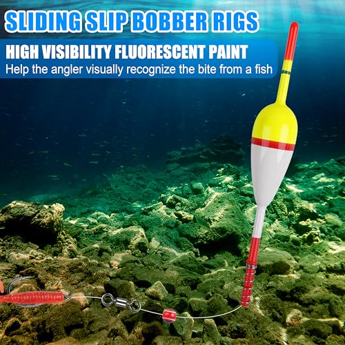 SILANON Wood Slip Bobbers Fishing Floats and Bobbers Spring Oval Stick Slip Floats for Crappie Catfish Trout Panfish Walleyes Fishing 5/10pcs - Image 5